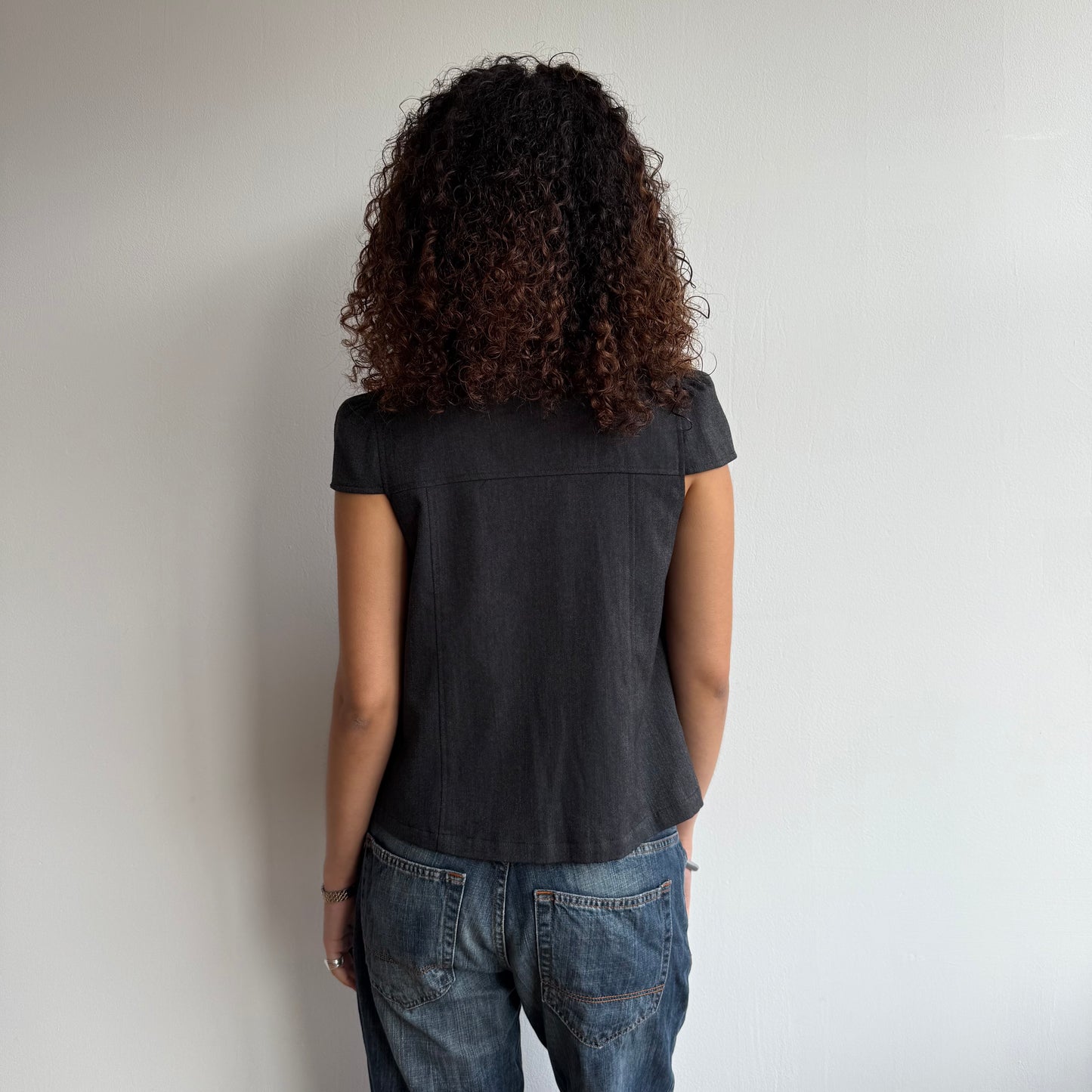 Grey short sleeve peacoat - Size S