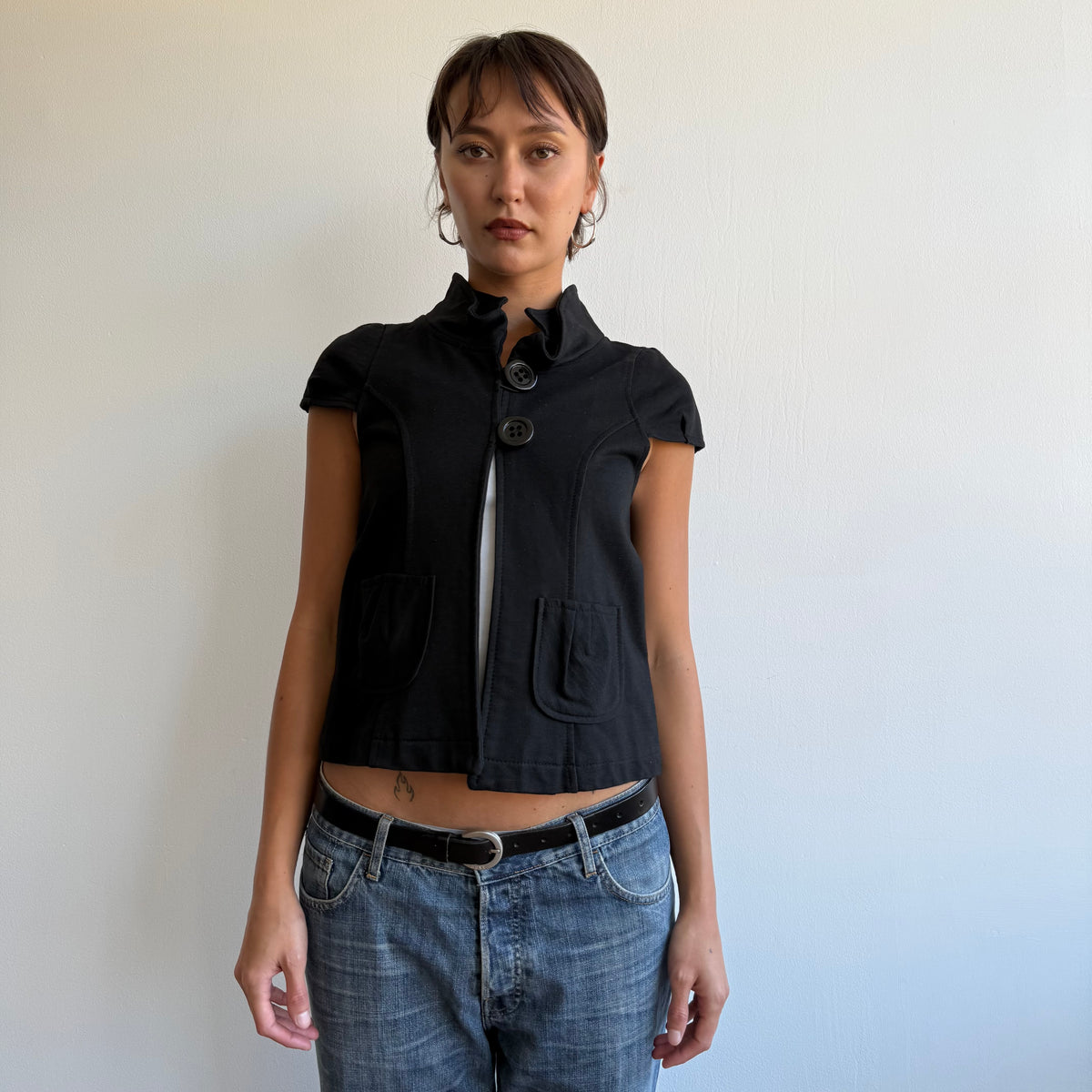 Black short sleeve peacoat - Size S
