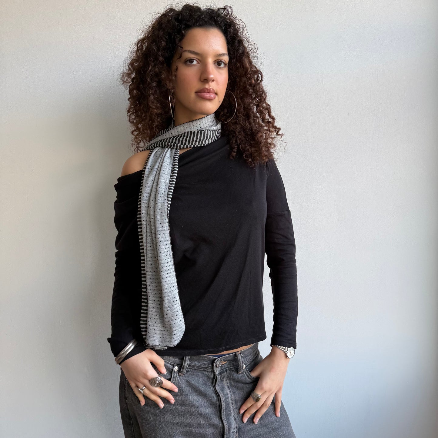 Polka dot / striped scarf
