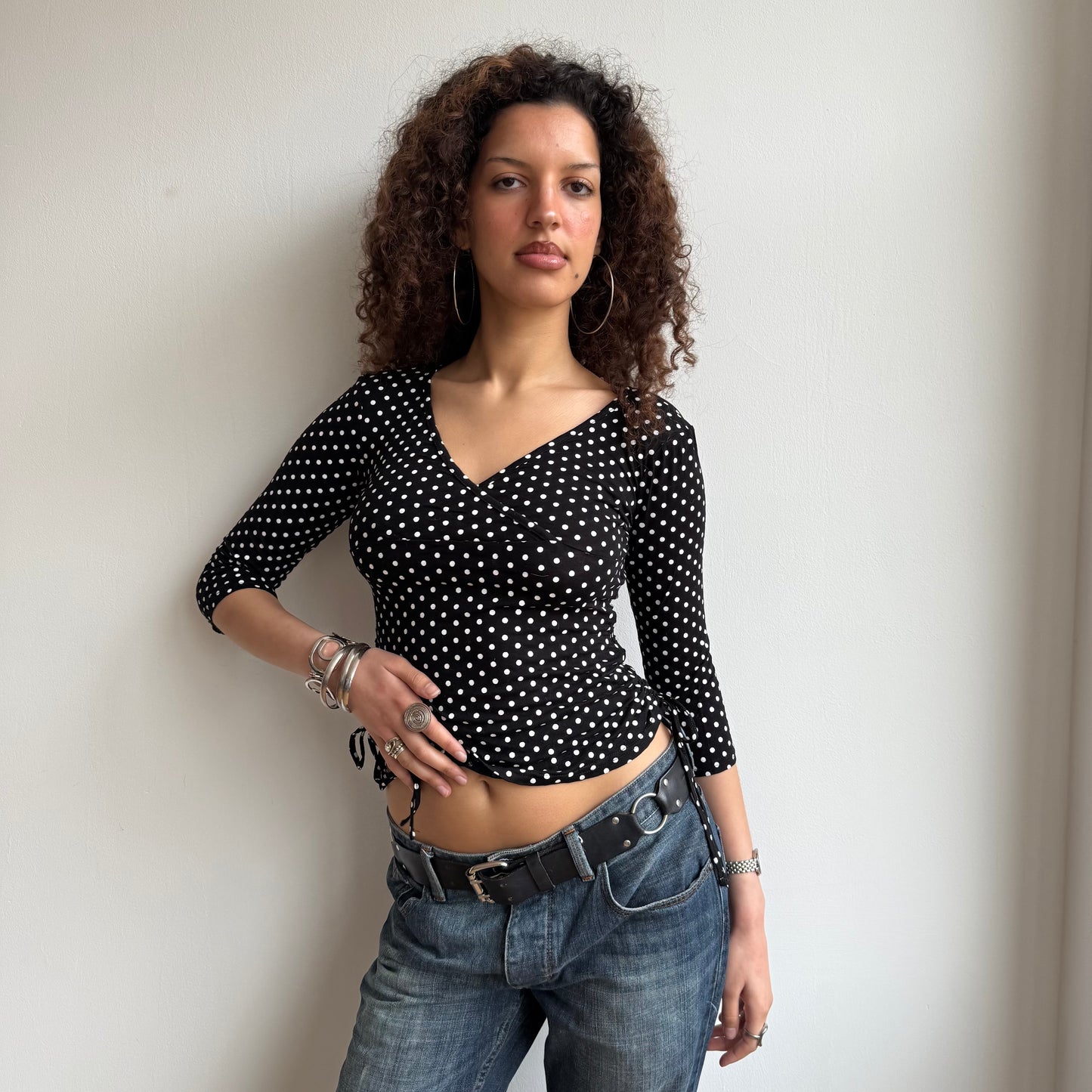 Polka dot 3/4 sleeve top - Size S