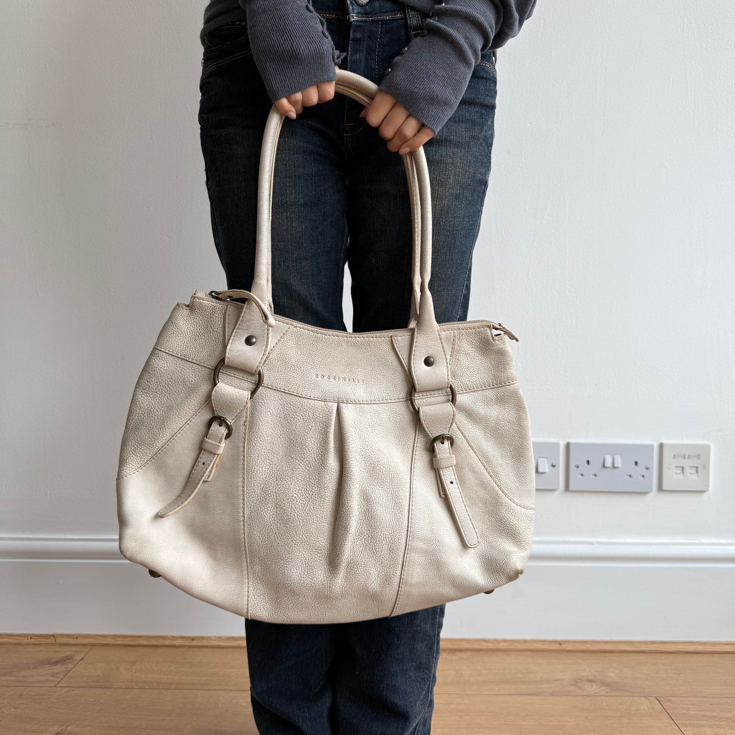 Cream leather bag - OS