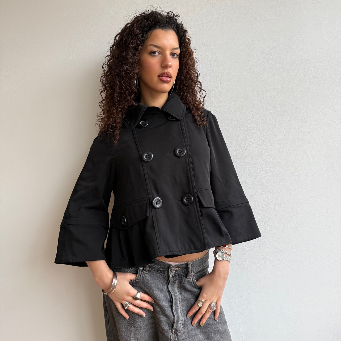 Black peacoat trench - Size S