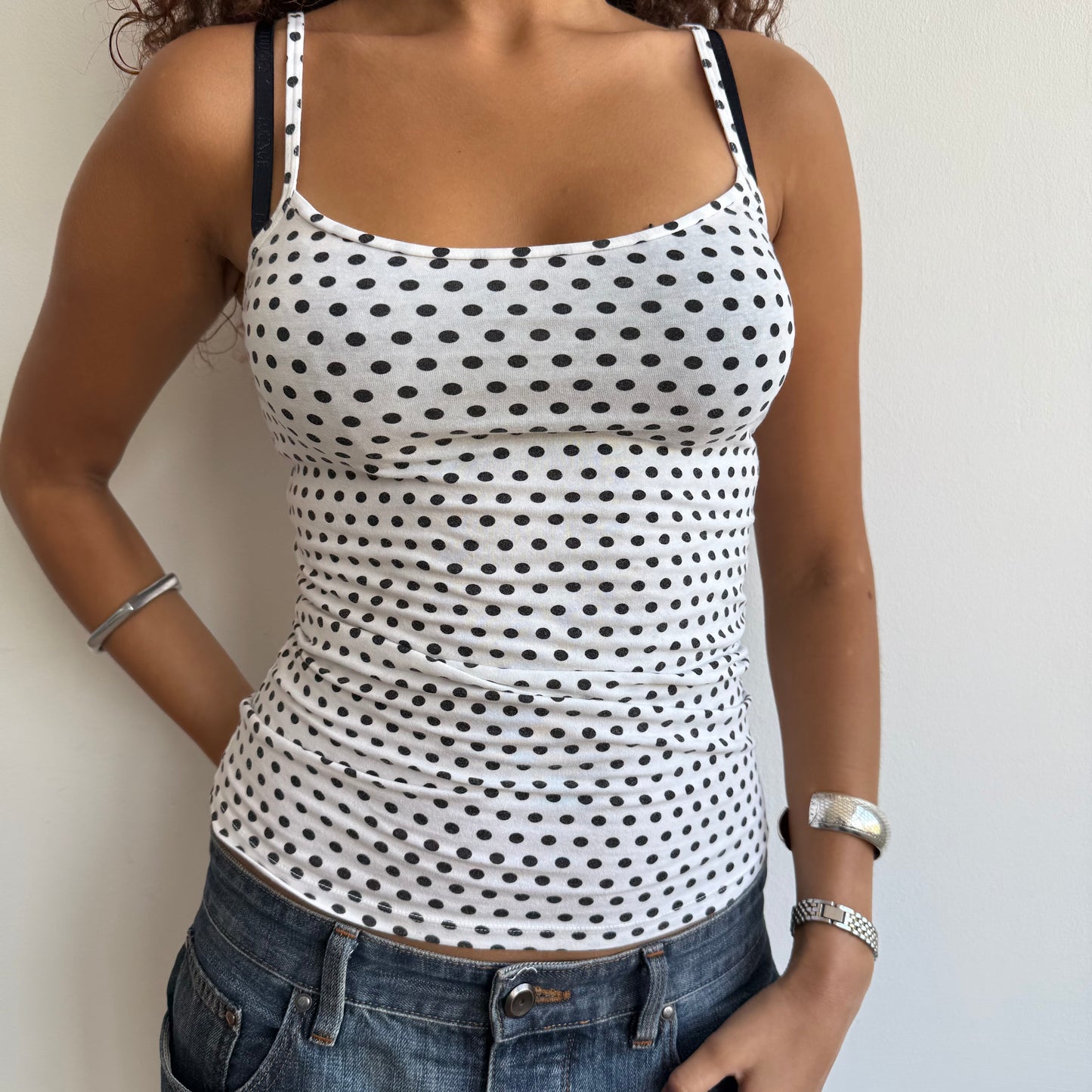 White polka dot cami - Size S