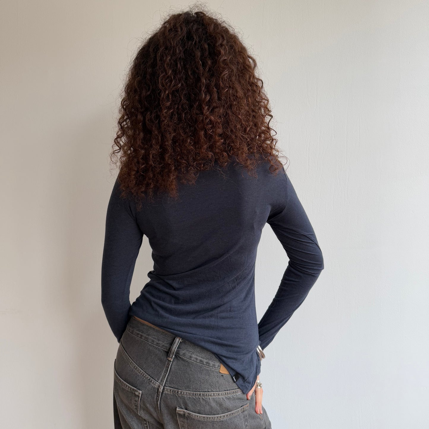 Navy ruched long sleeve - Size S