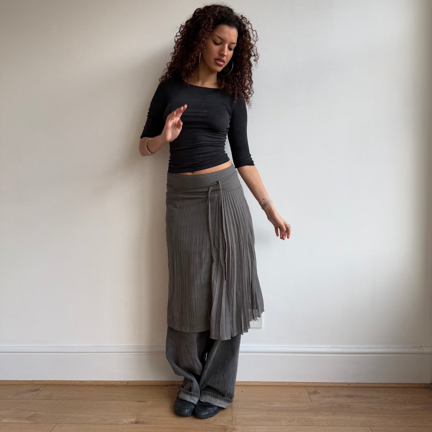 Grey plisse skirt - Size S