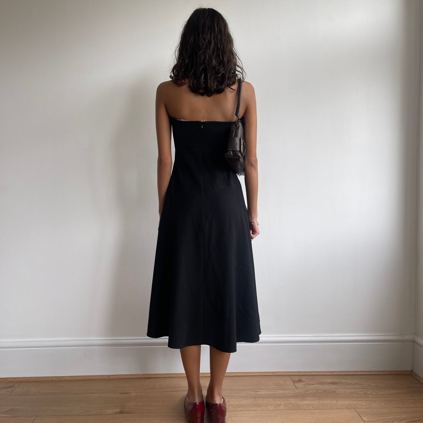 Strapless black midi dress - Size S