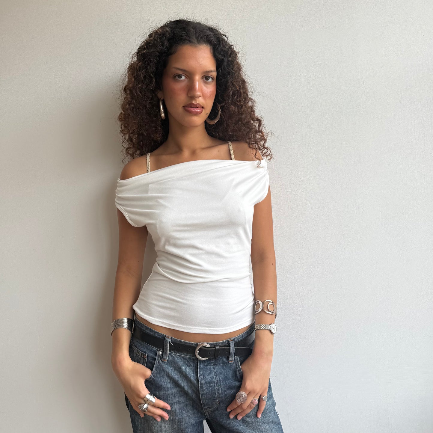 White slouchy backless top - Size S
