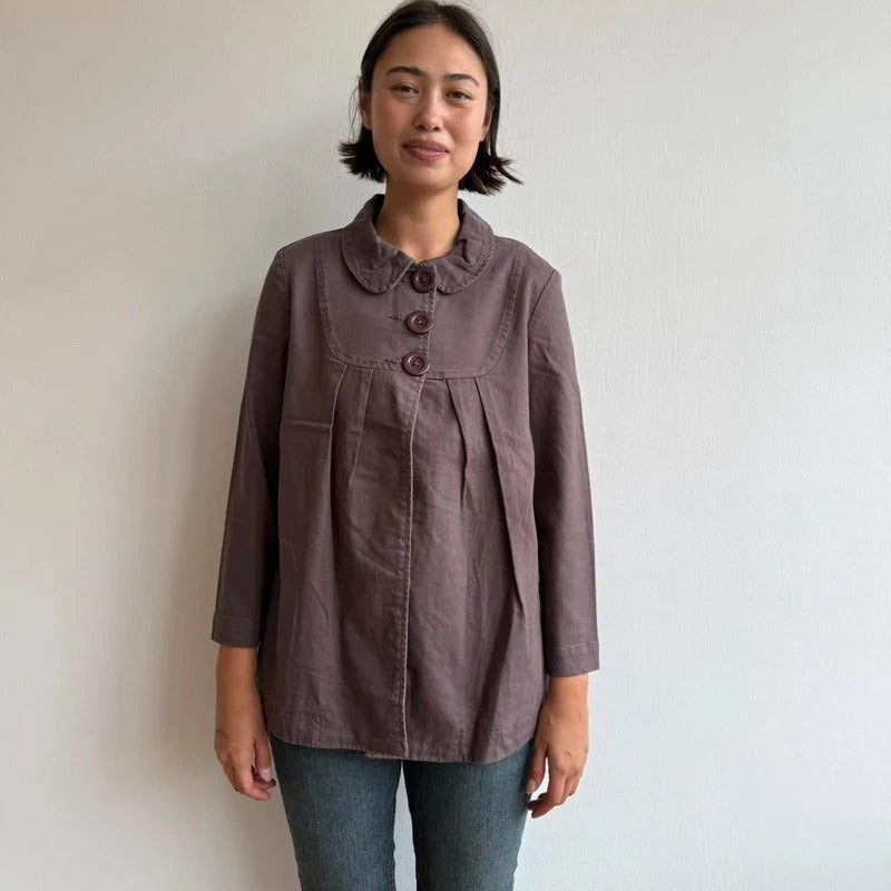 Brown long length peacoat - Size M