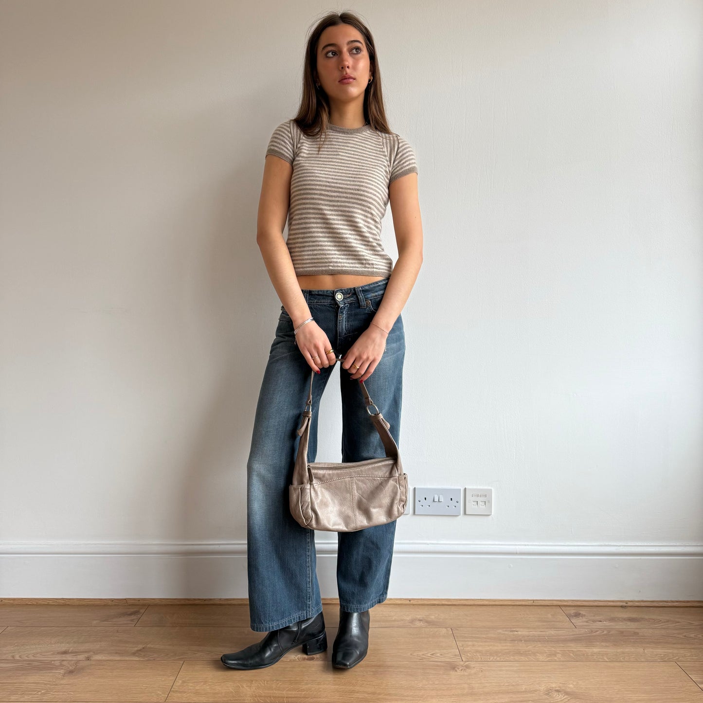 Beige leather mini bag