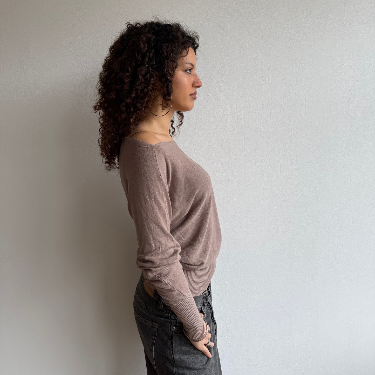 Beige slouchy knit jumper - Size S-M