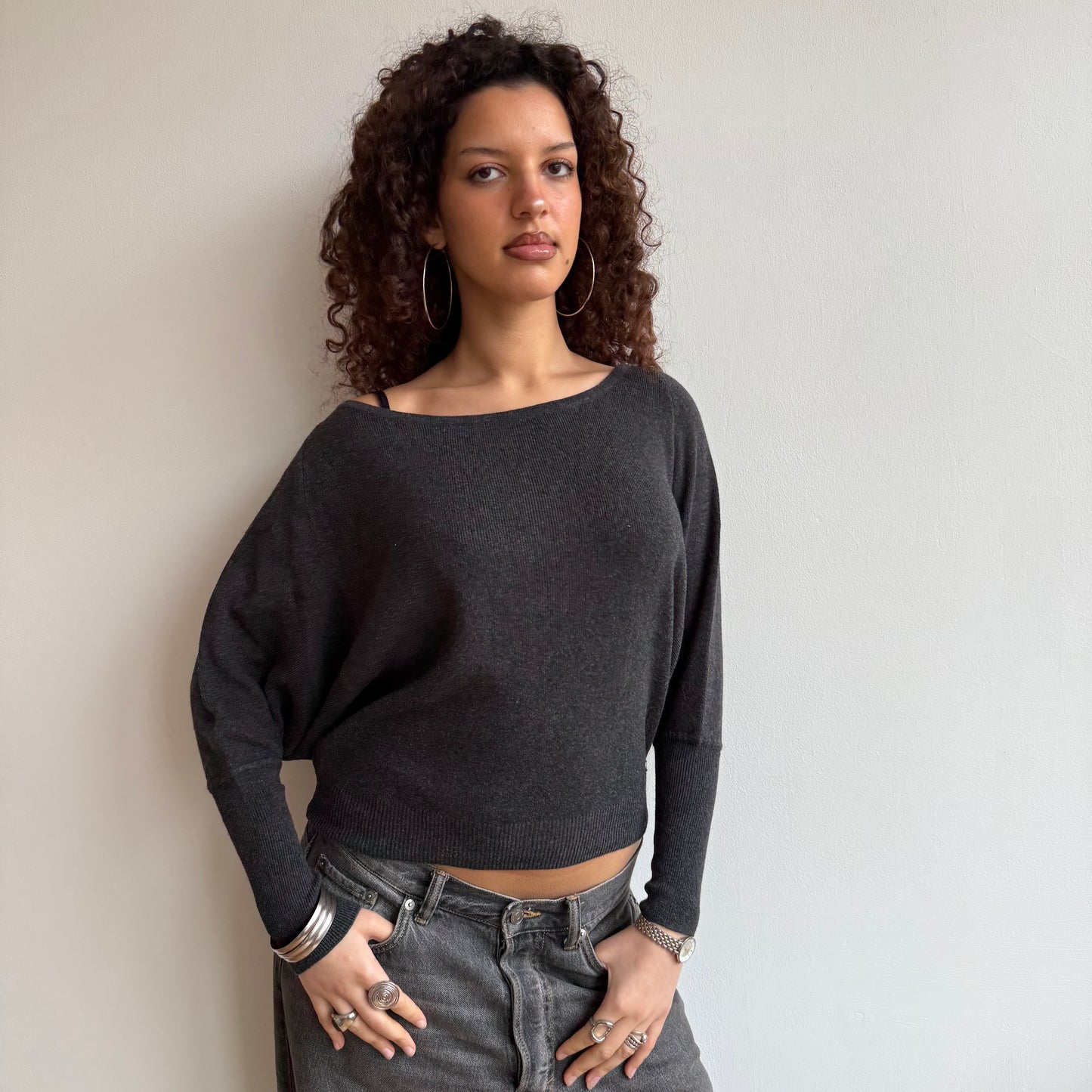 Grey batwing knit - Size S