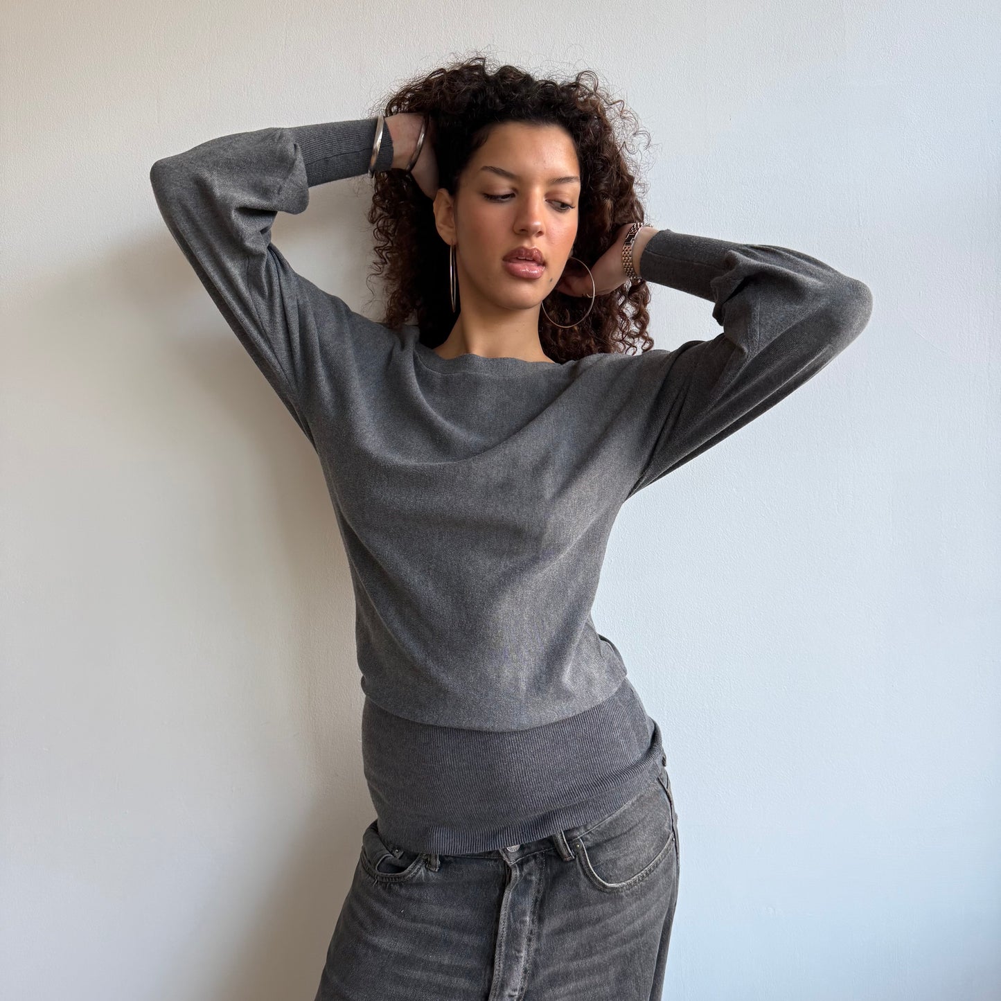 Grey slouchy knit jumper - Size S/M