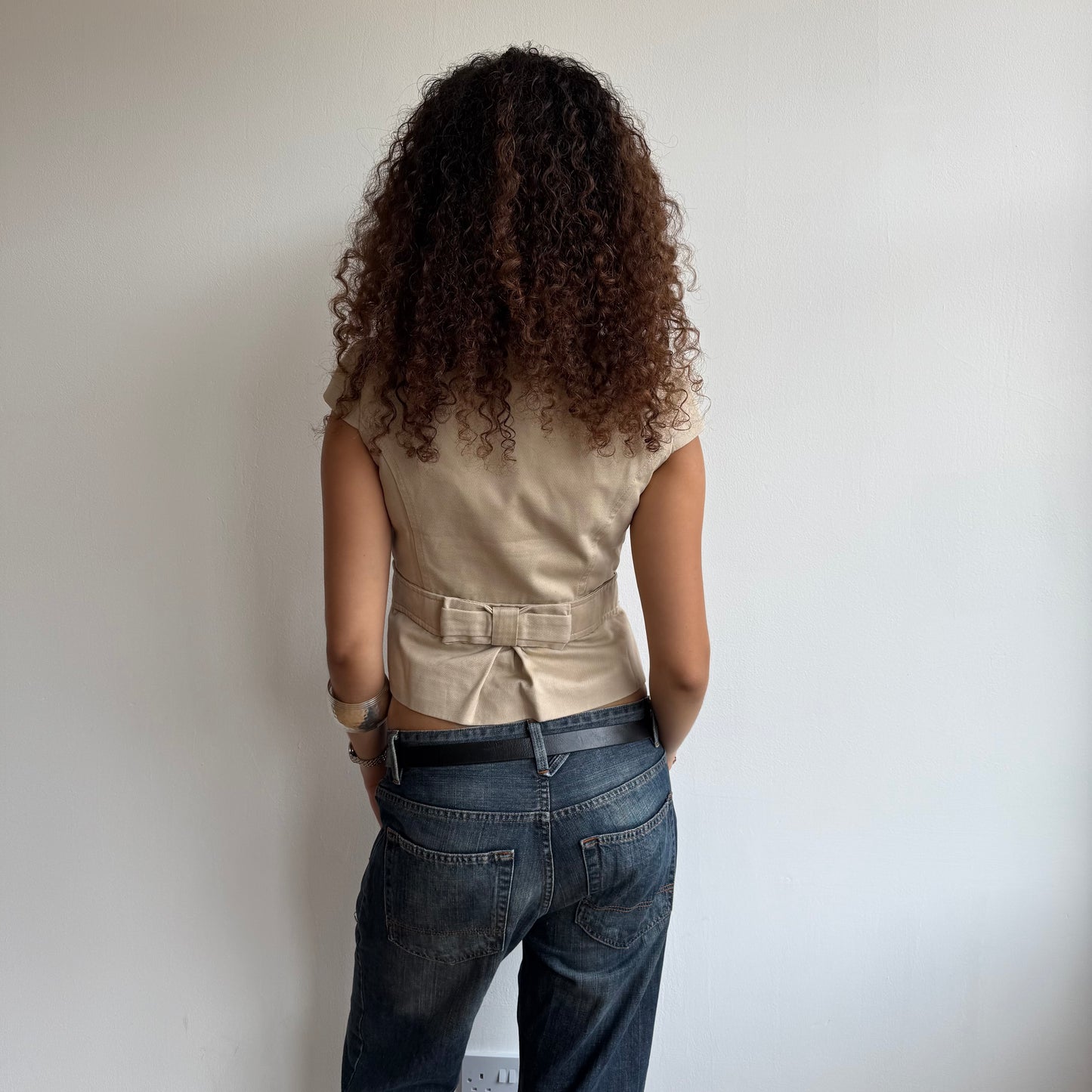 Beige short sleeve peacoat - Size S