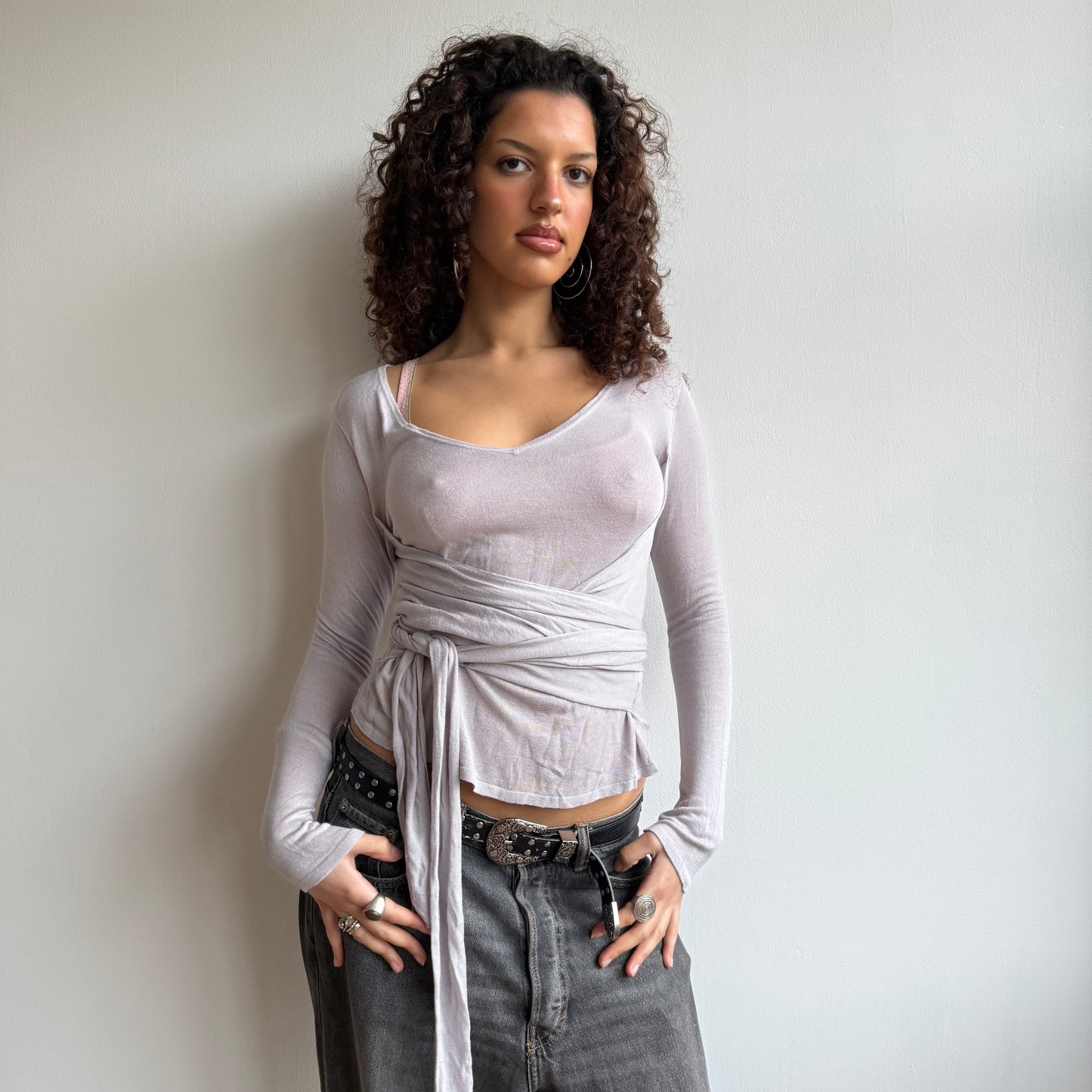 Fine knit wrap top - Size S