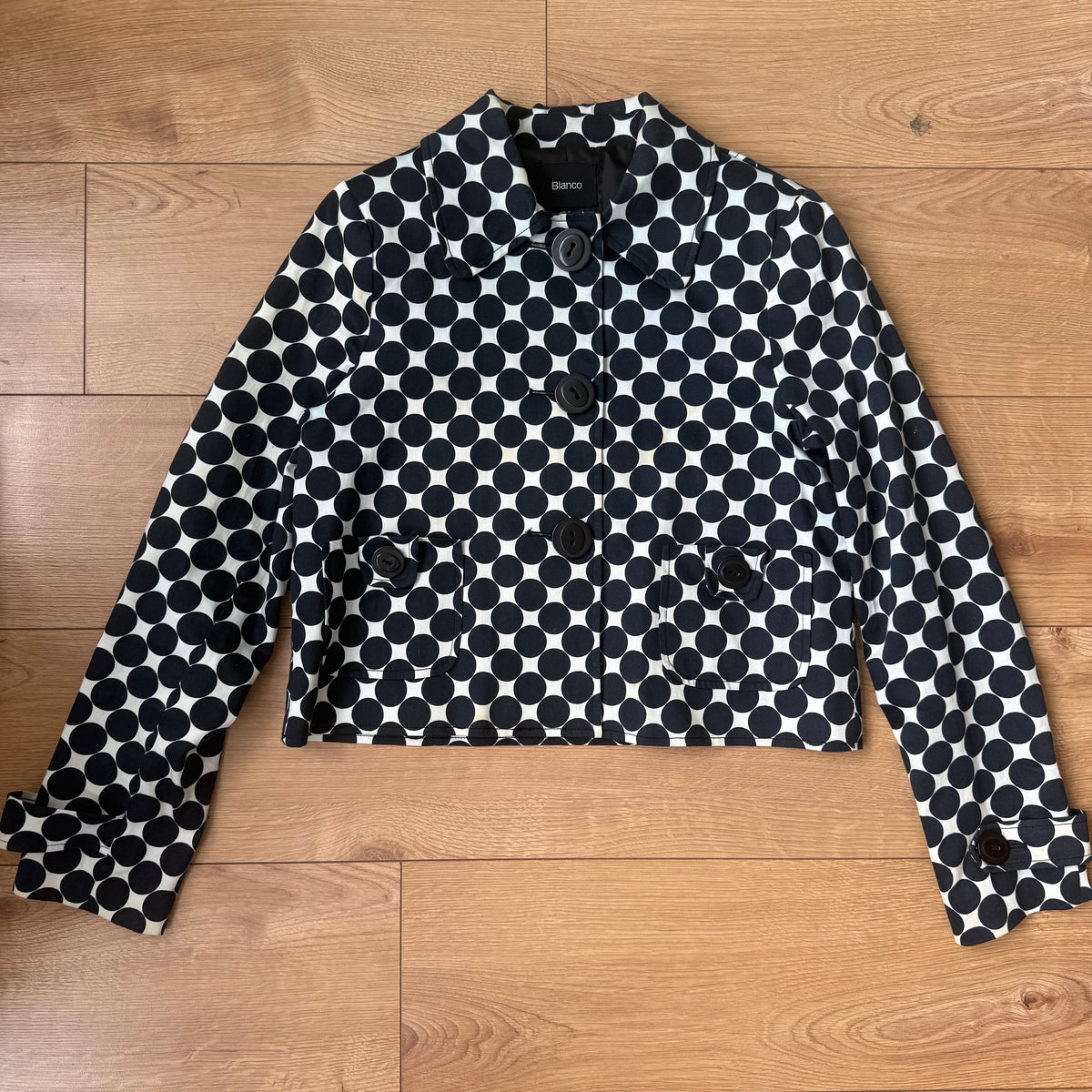 Polka dot long sleeve peacoat - Size S