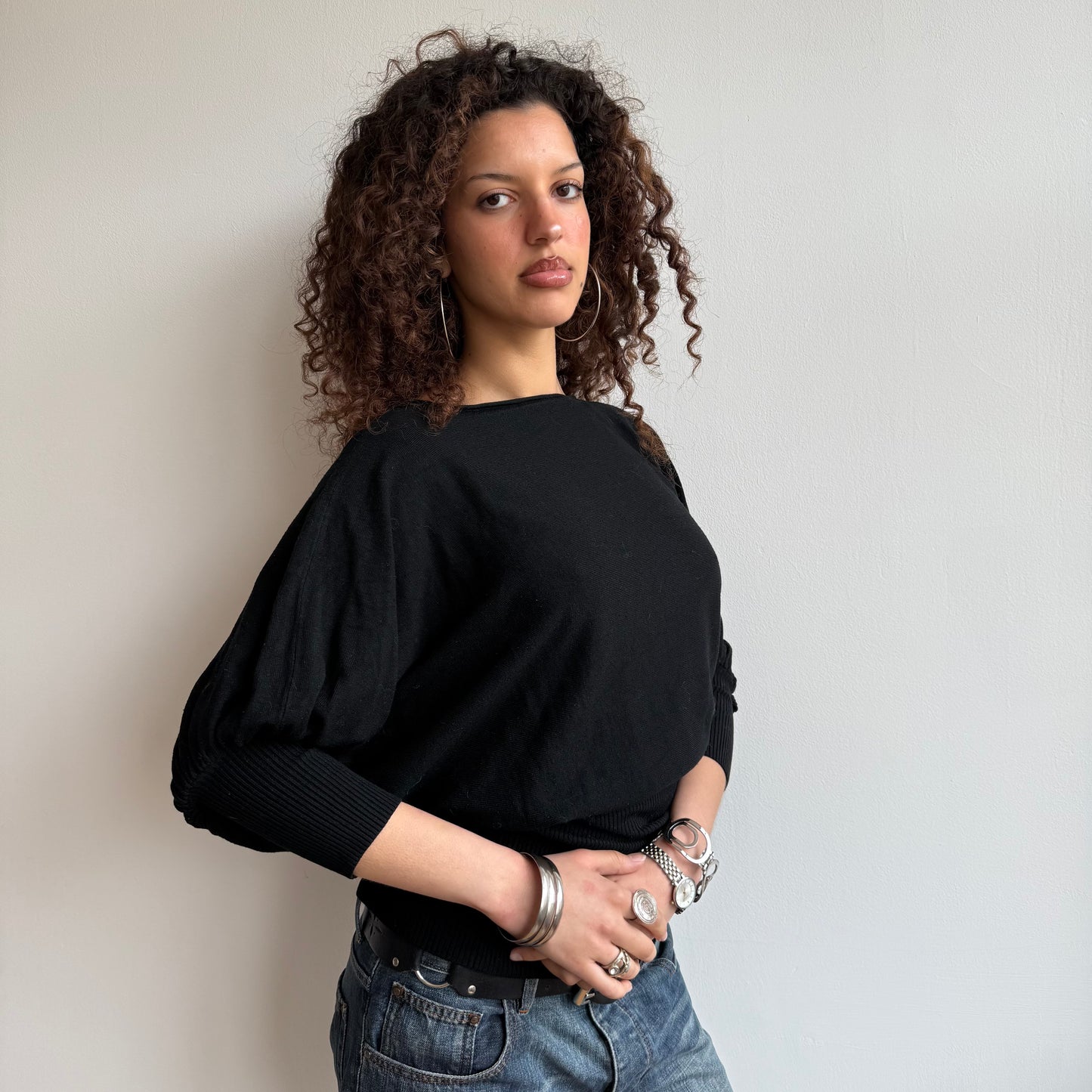 Black slouchy long knit - Size M