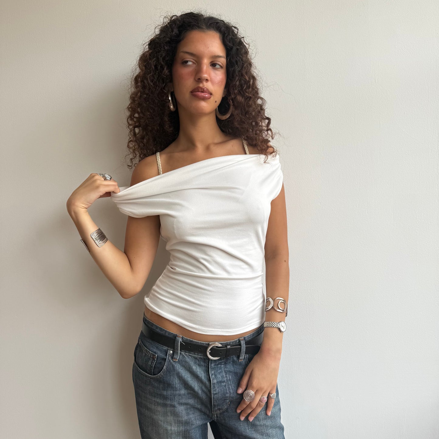 White slouchy backless top - Size S