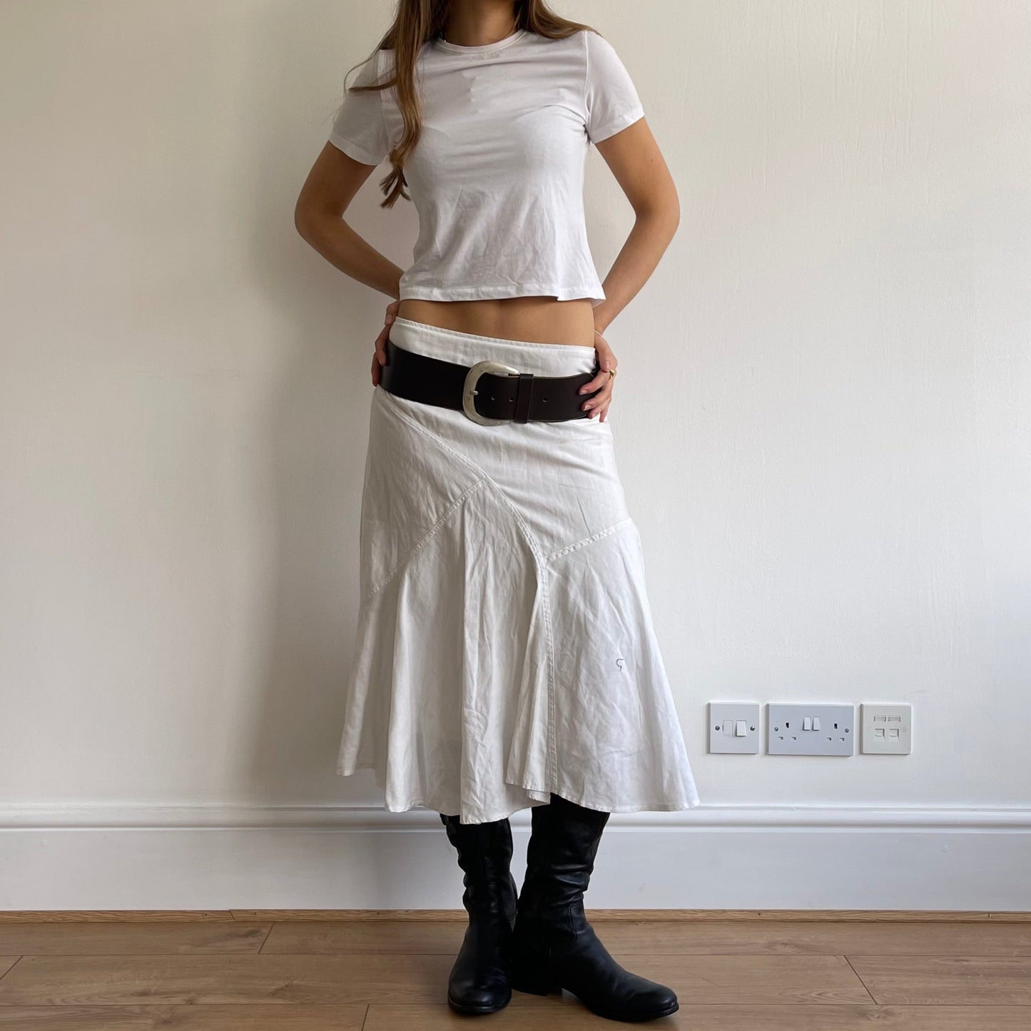 Brown leather belt - OS
