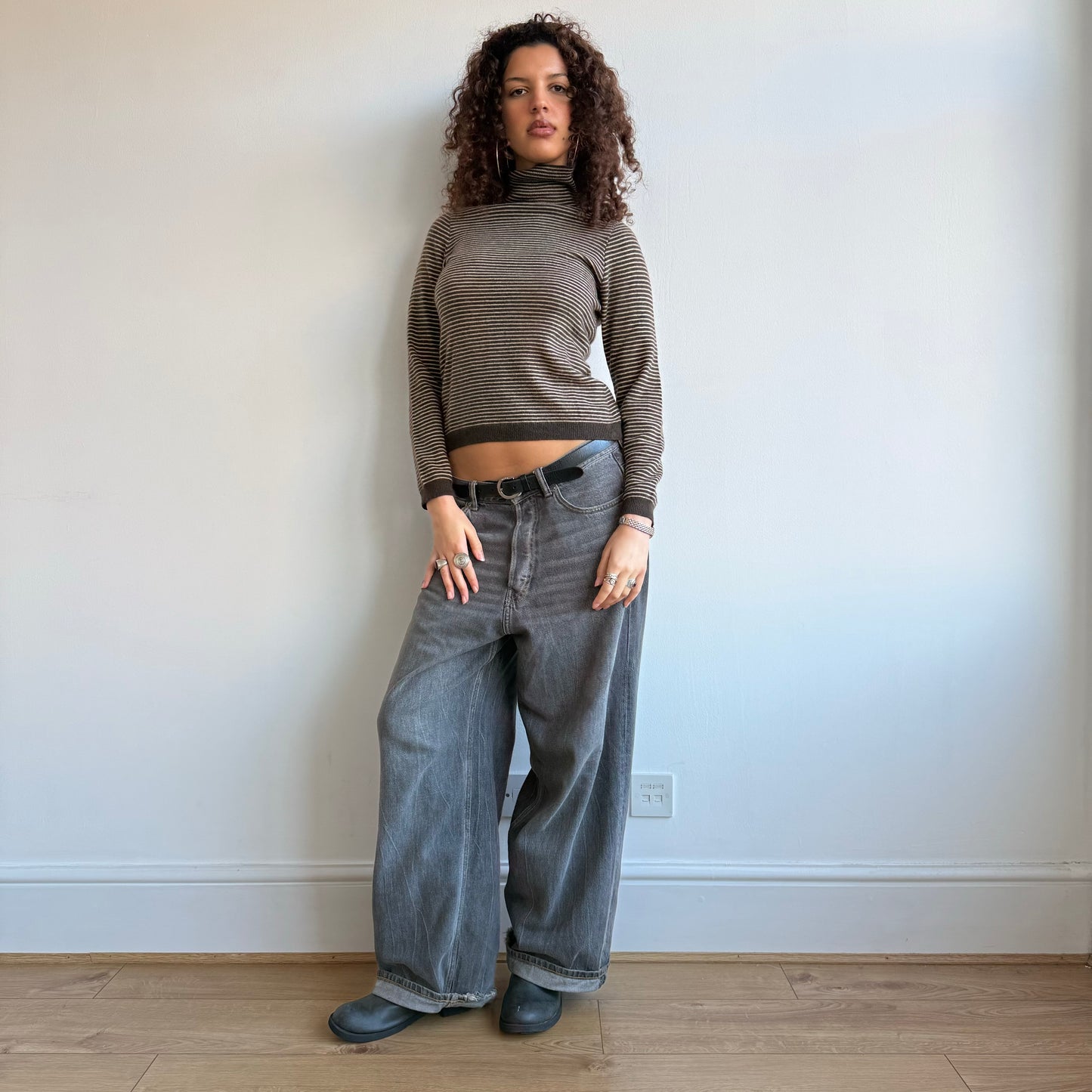 Brown cashmere roll neck - Size S