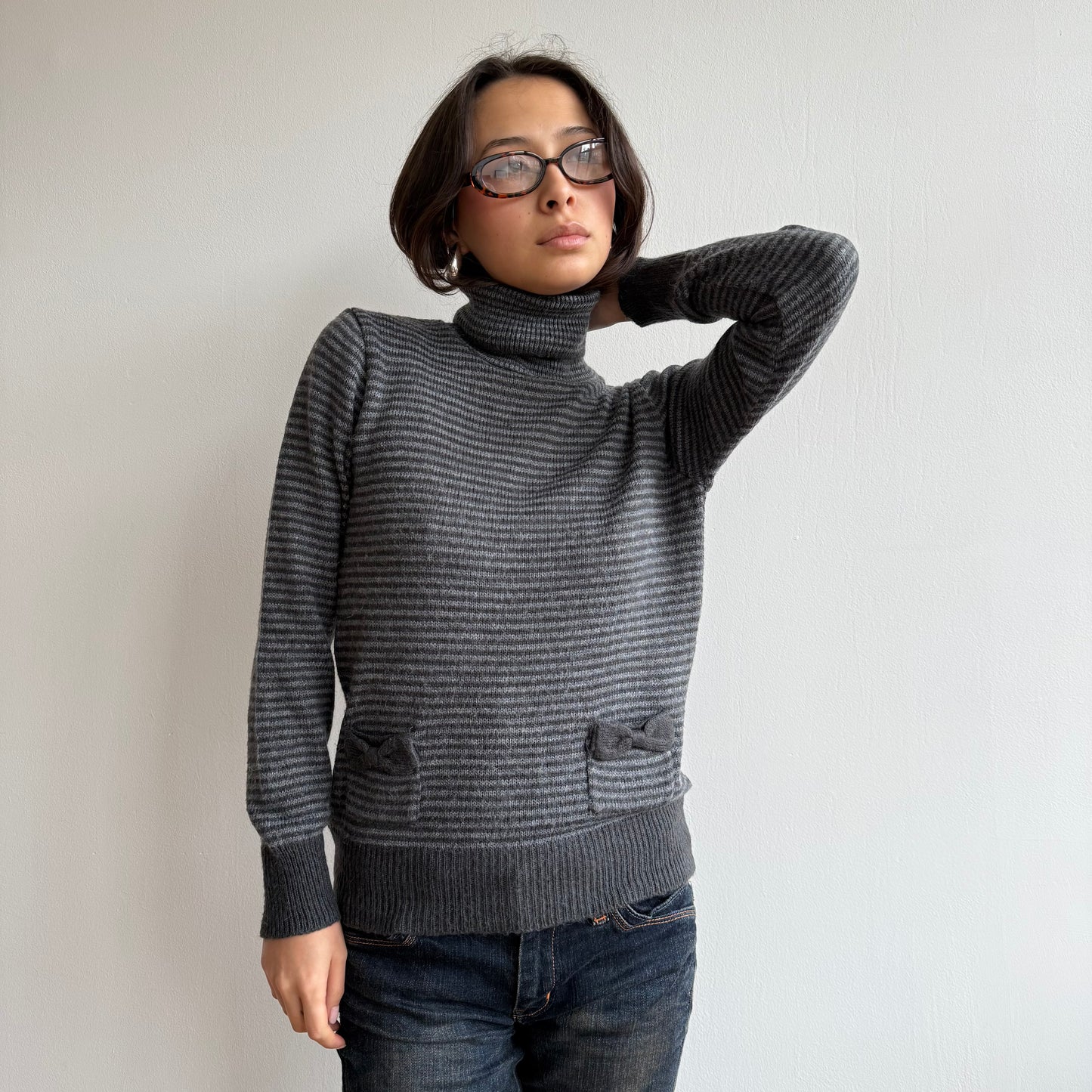 Striped bow roll neck - Size S
