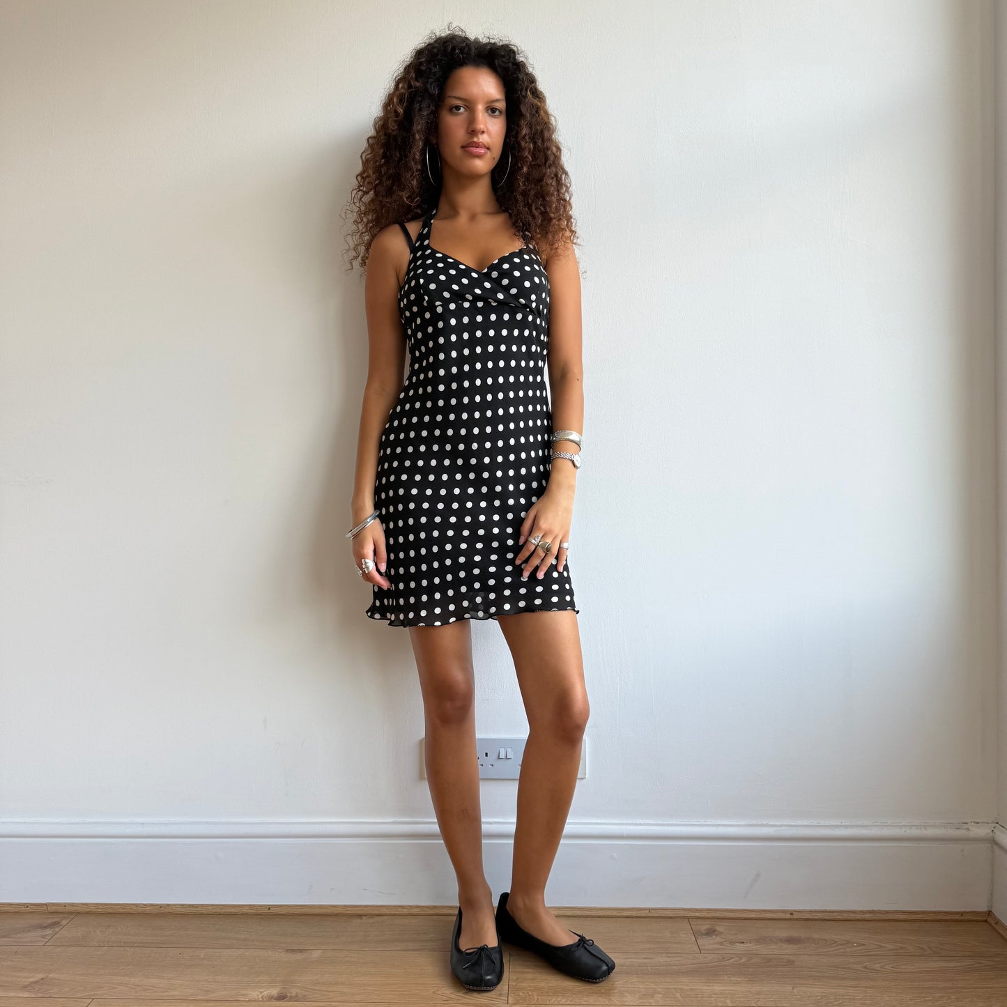 Polka dot halter neck dress - Size XS