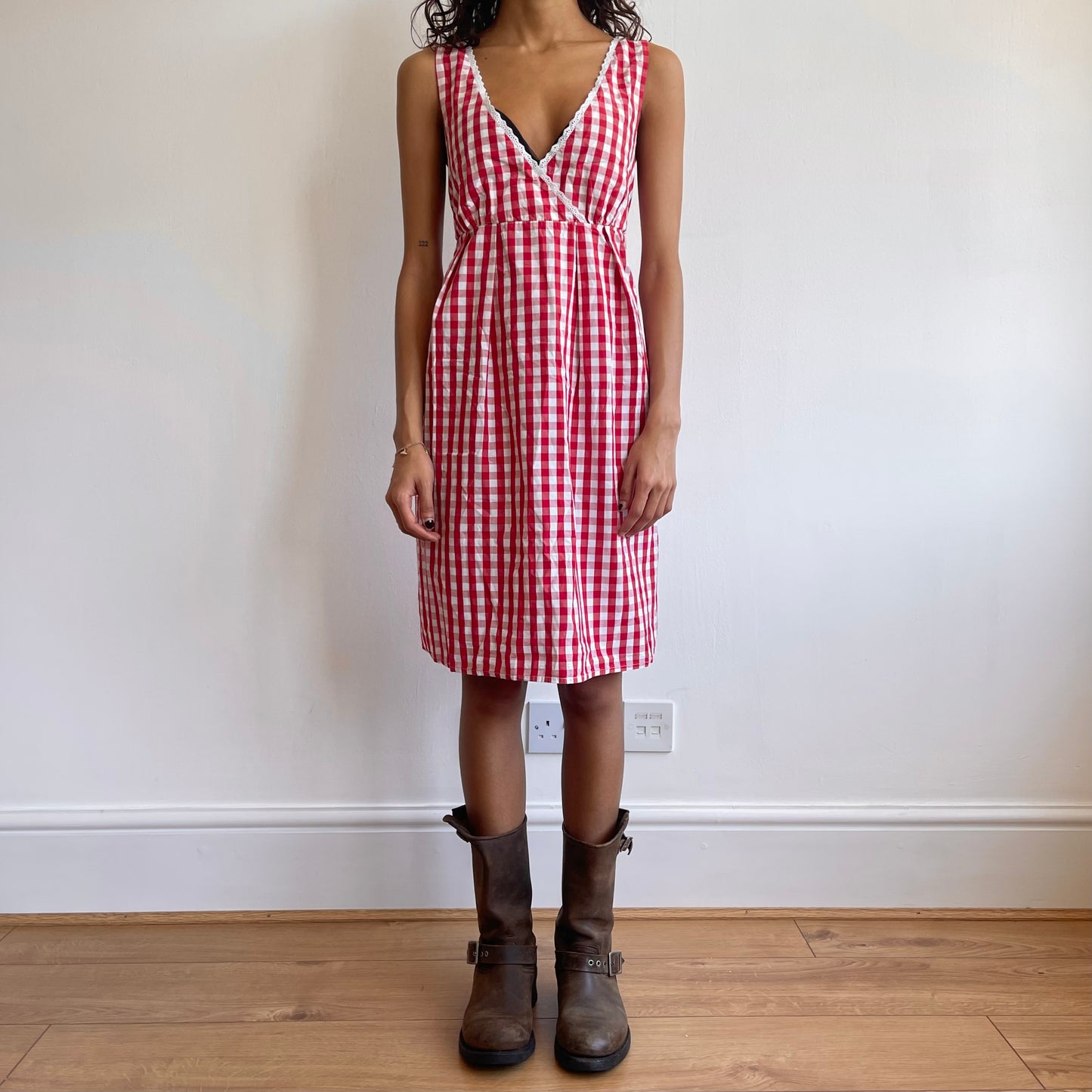 Red gingham dress - Size S/M
