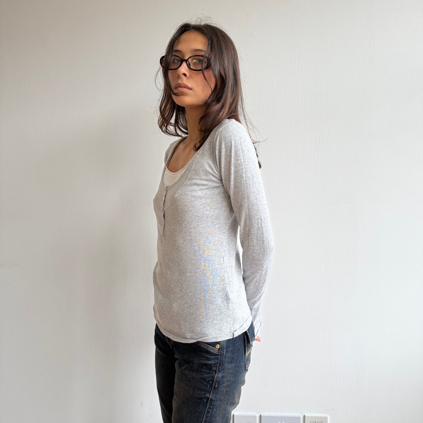 Grey layered top - Size S