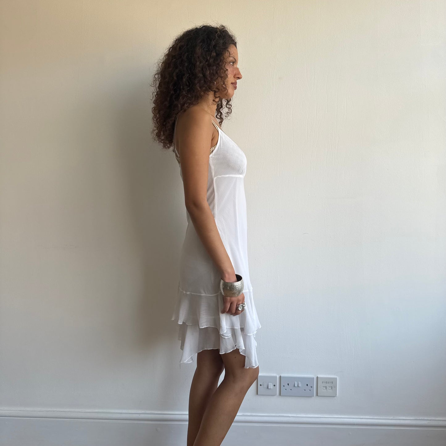 White ruffle dress - Size S