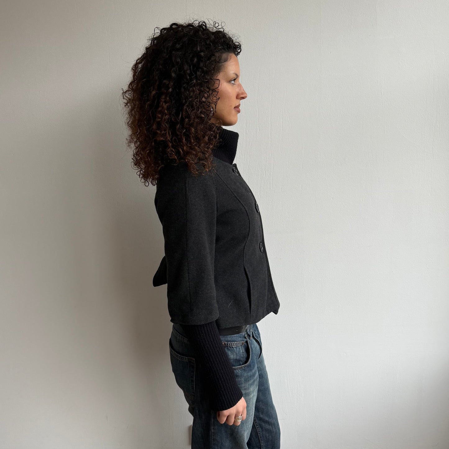 Charcoal bi-material jacket - Size M