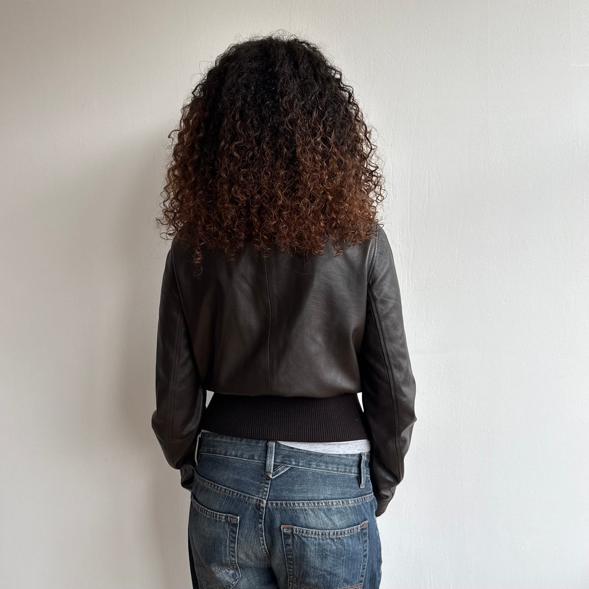 Soft leather brown buckle bomber - Size M