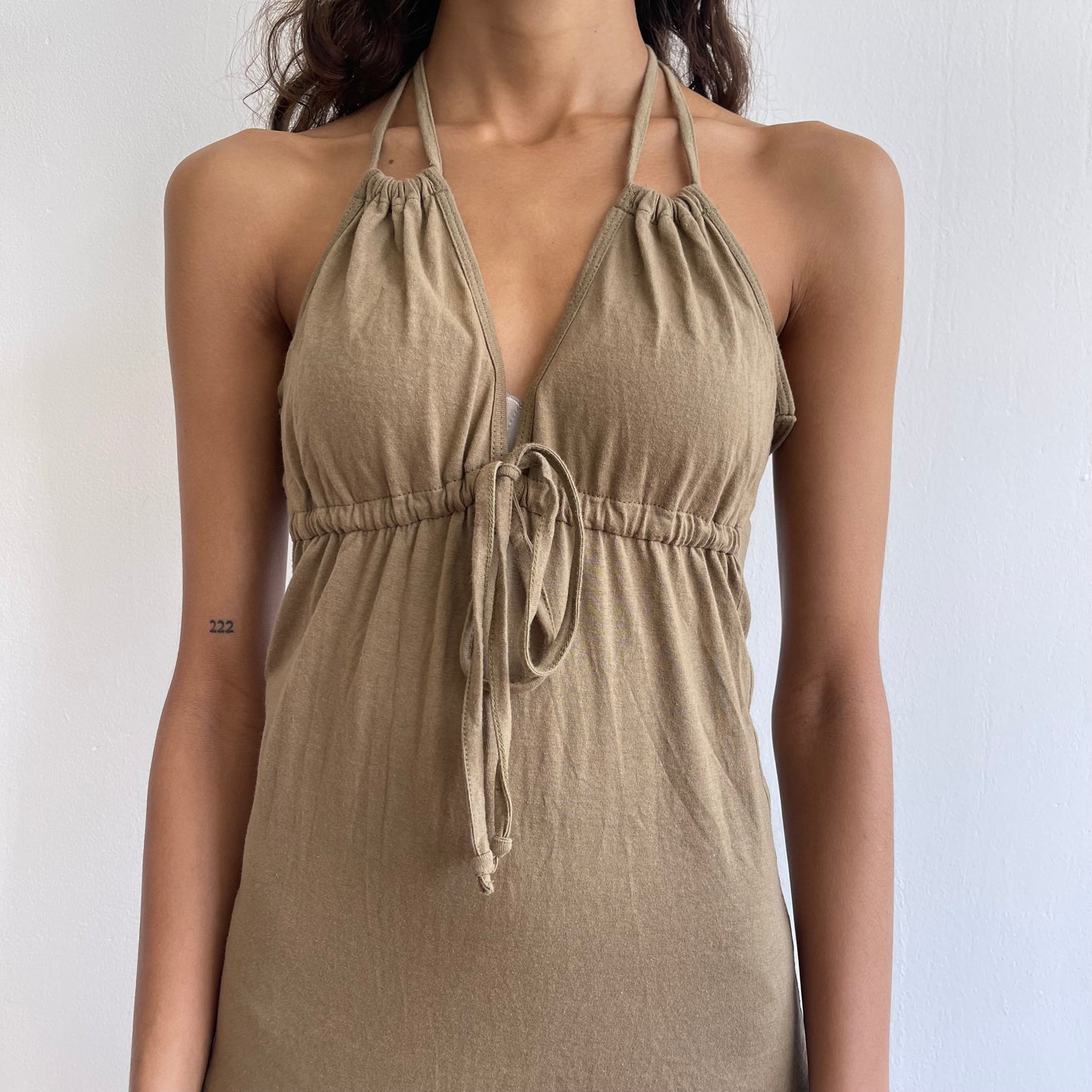 Khaki halterneck dress - Size S