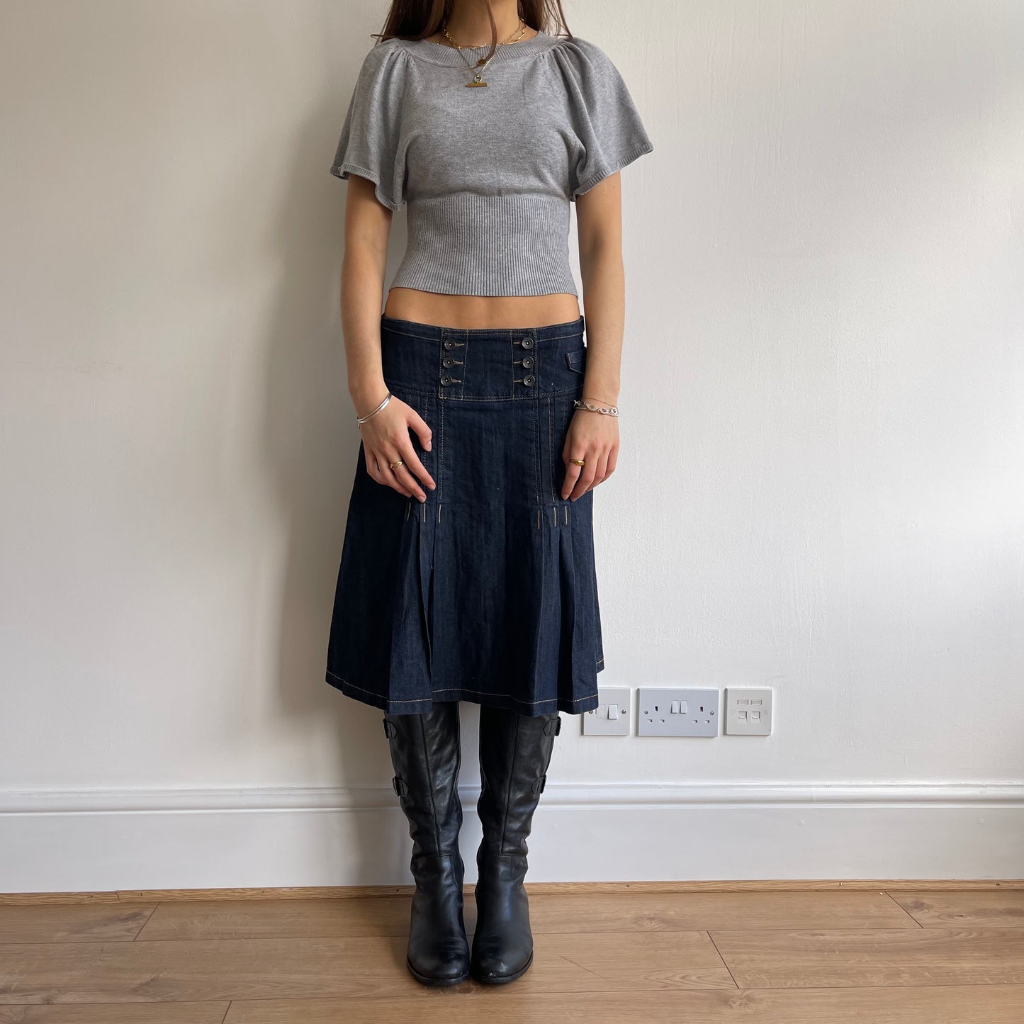 Denim pleat midi skirt - Size S/M
