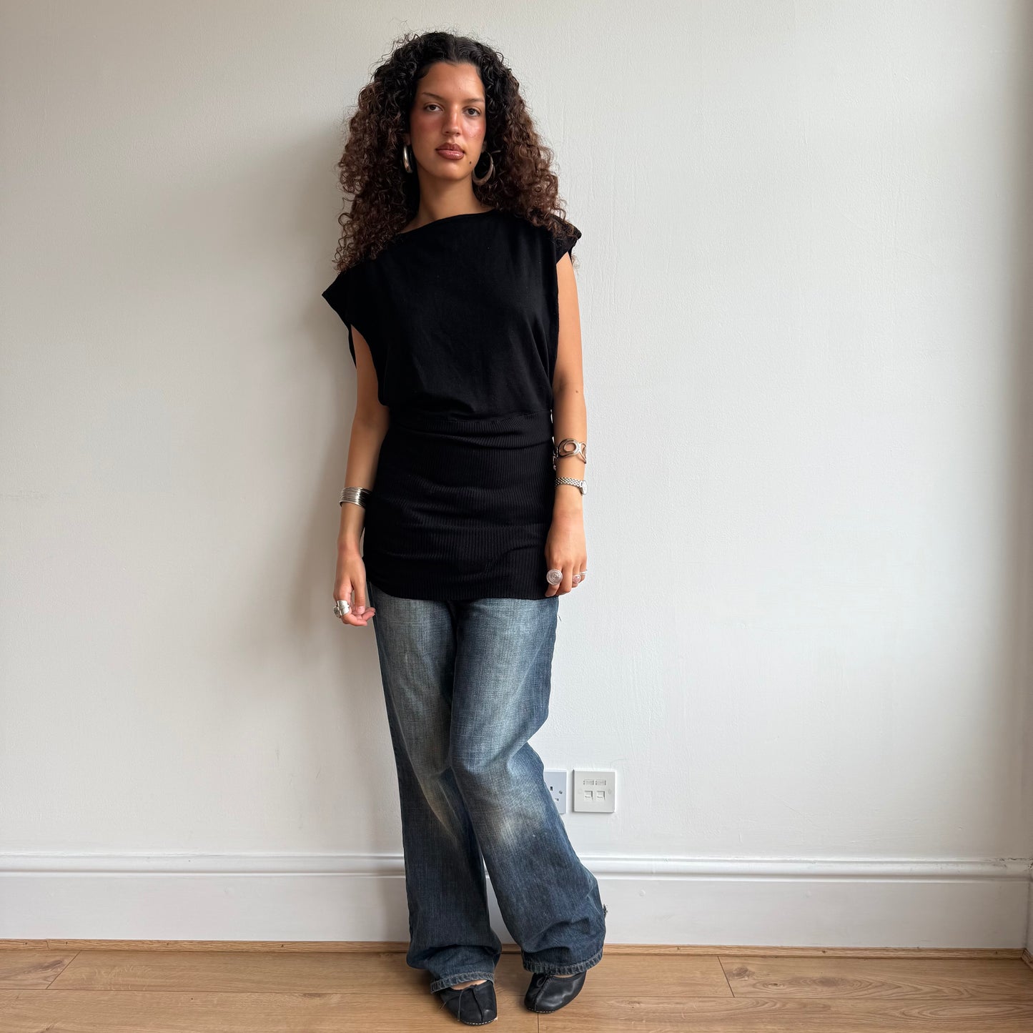 Black open back knit - Size S