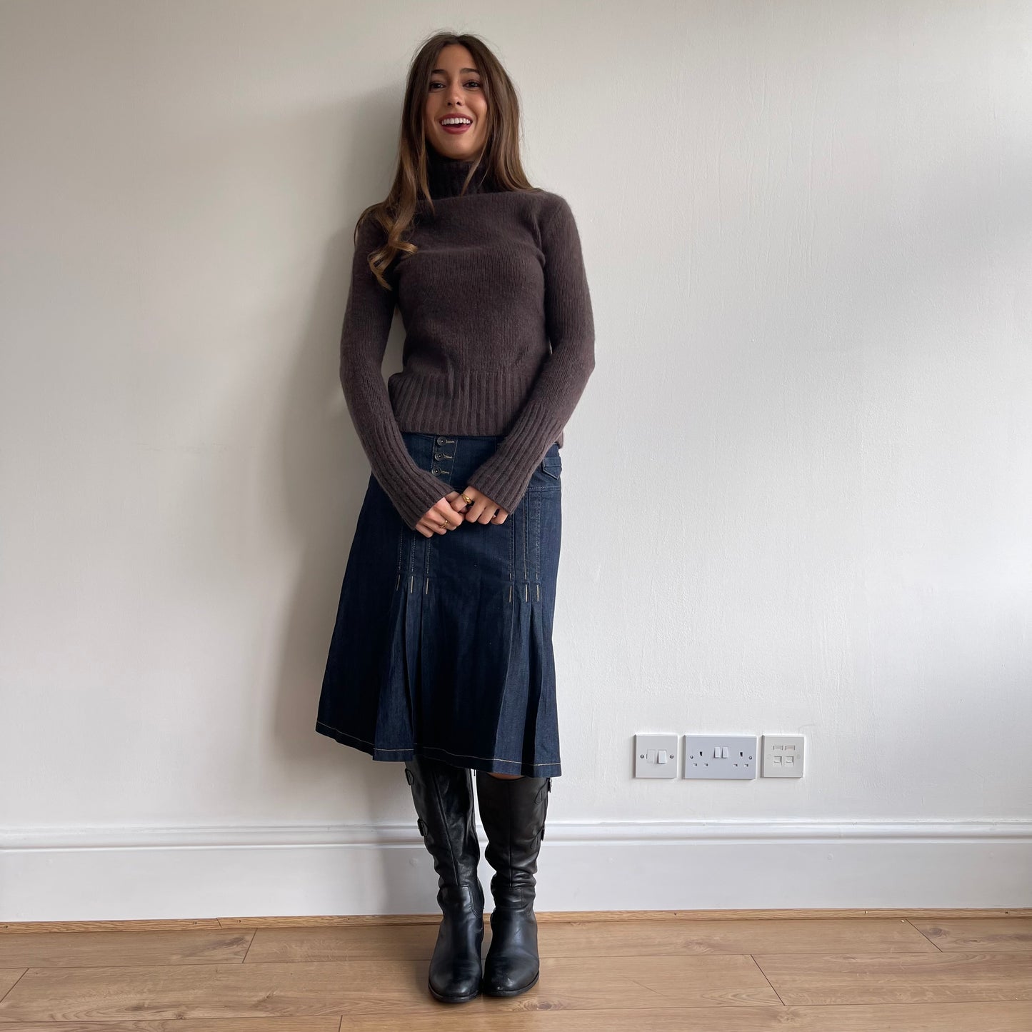 Brown cashmere roll neck - Size S