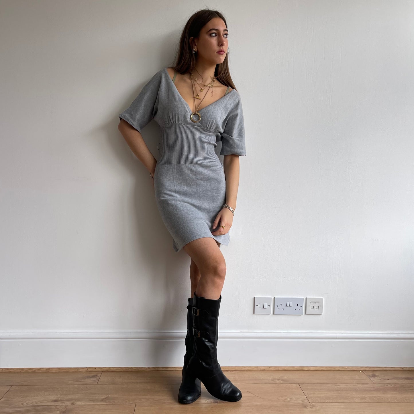 Grey knit dress - Size S