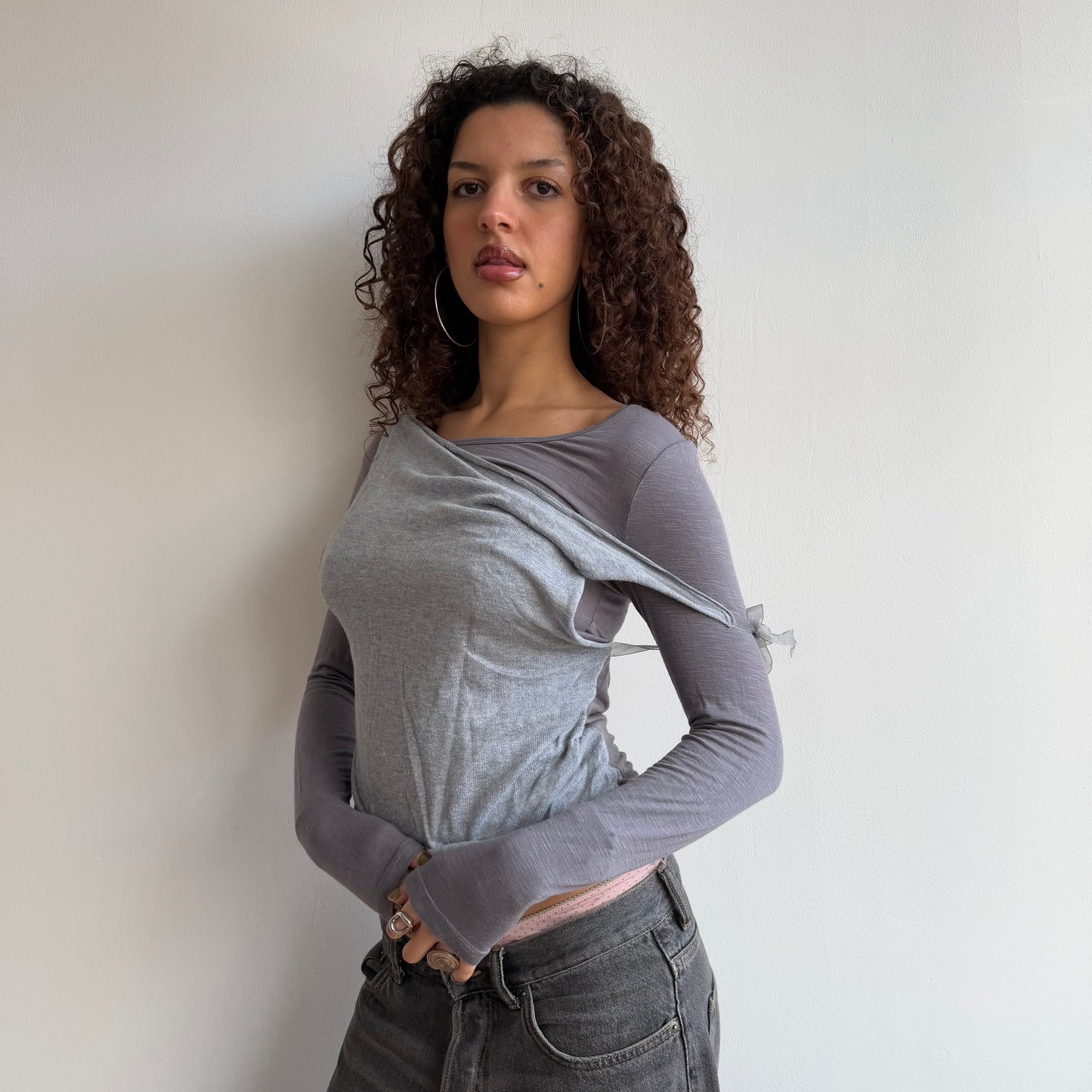 Grey bi-material long sleeve - Size S