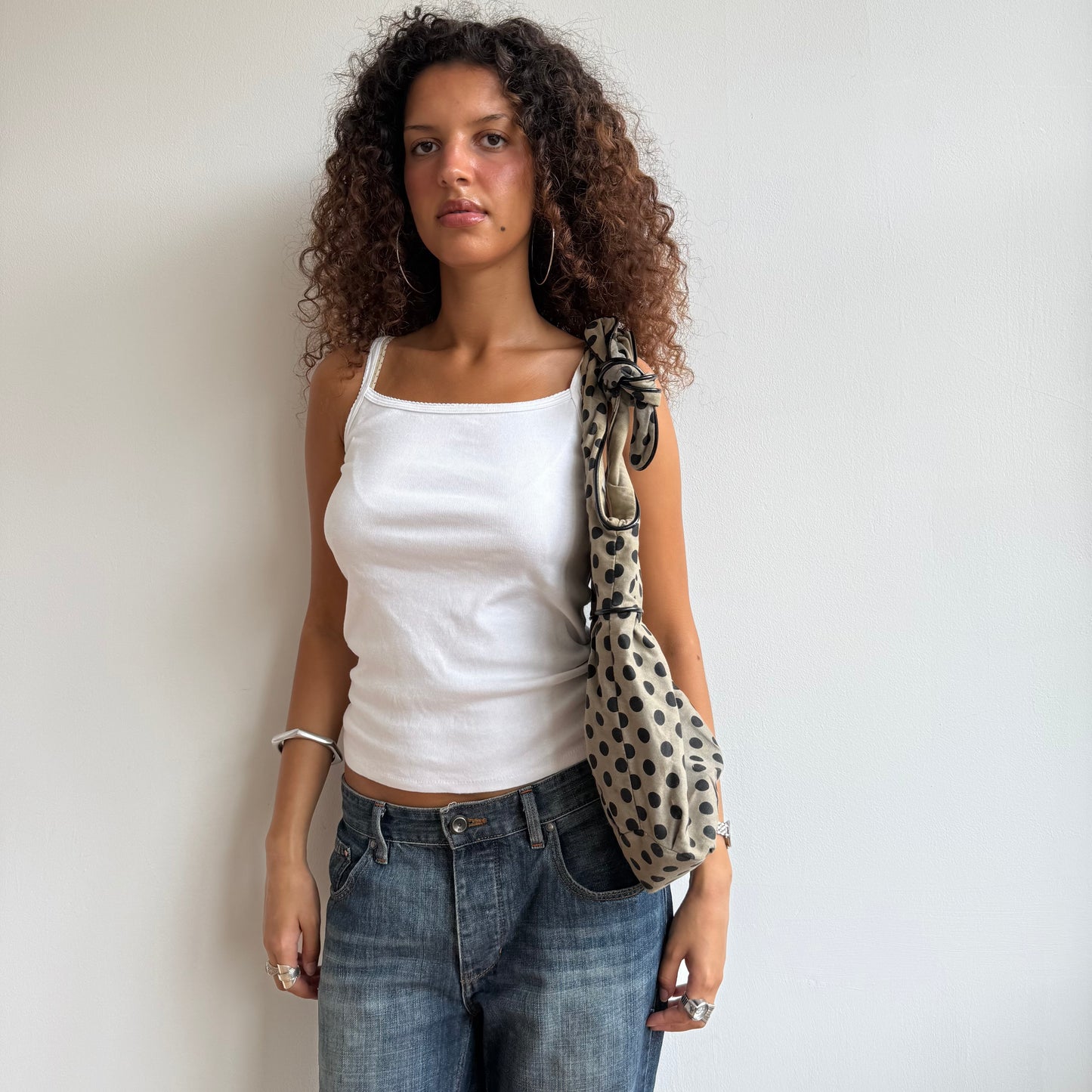Khaki polka dot bag - OS