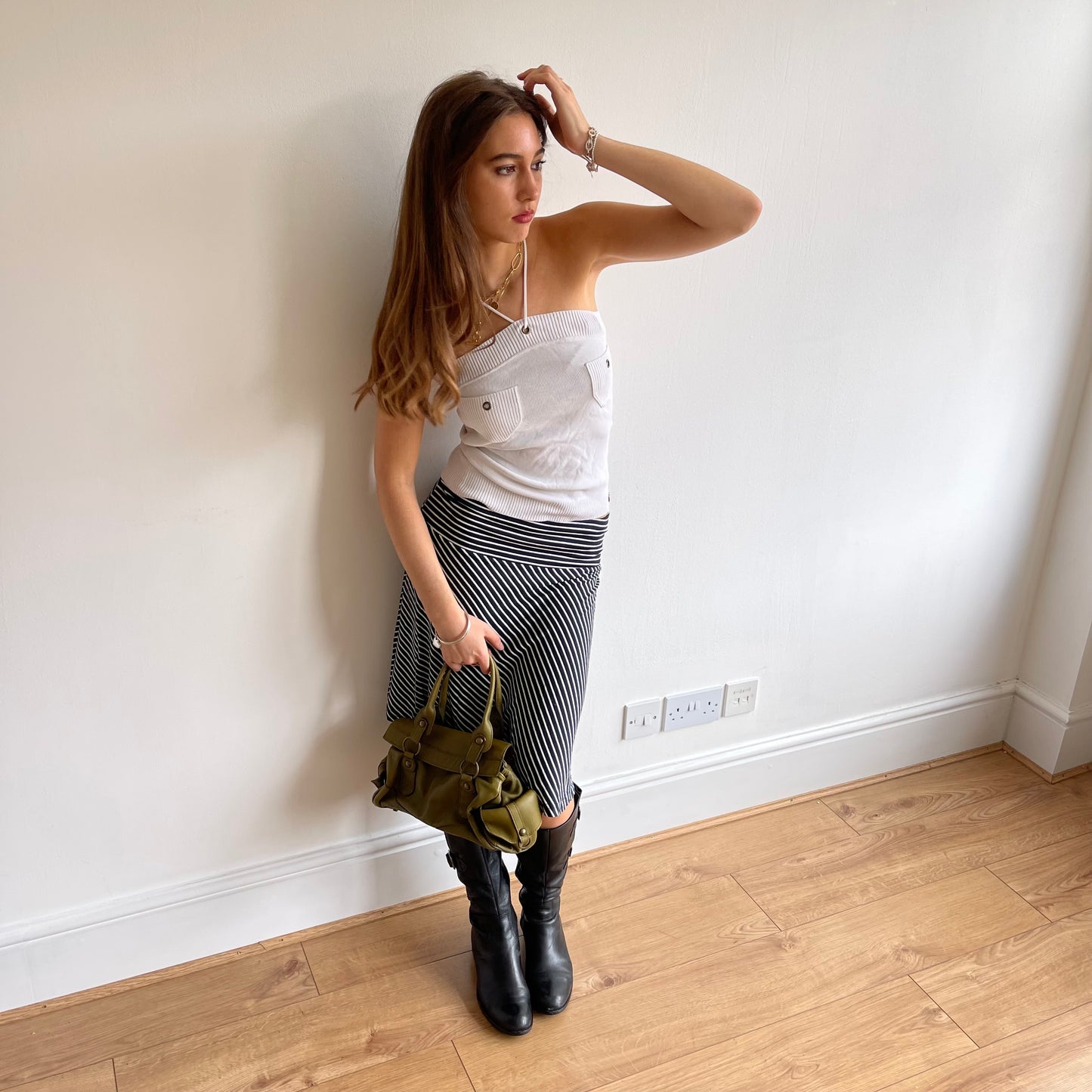 White knit corset halter top - Size S