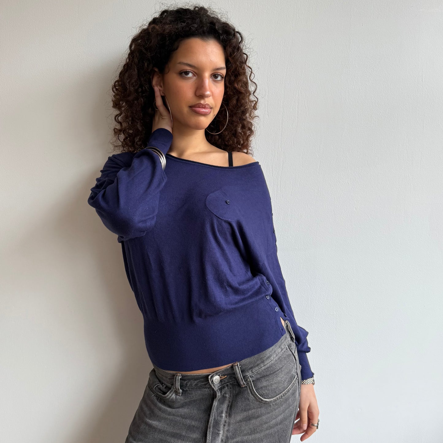 Blue slouchy knit jumper - Size S