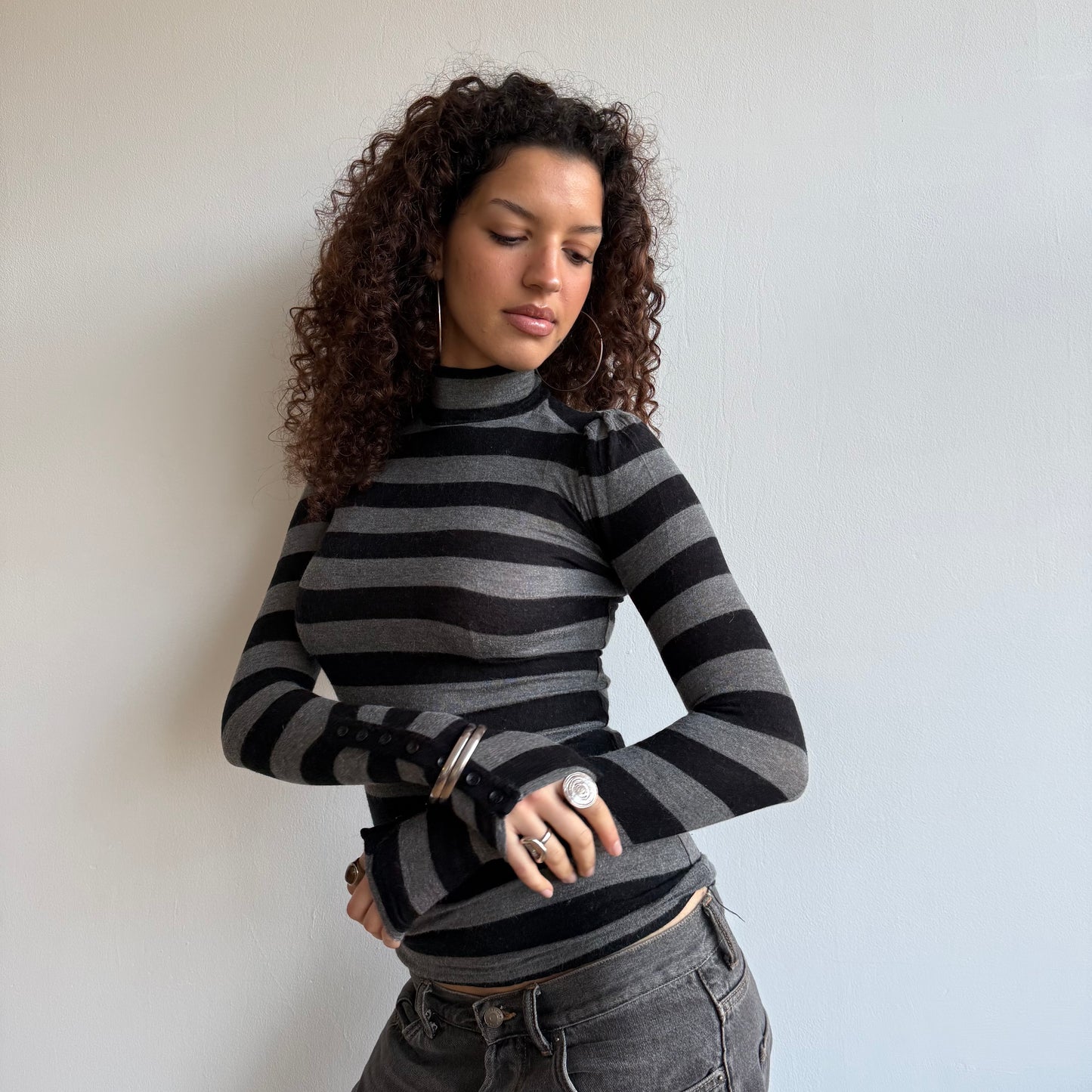 Striped button roll neck - Size S