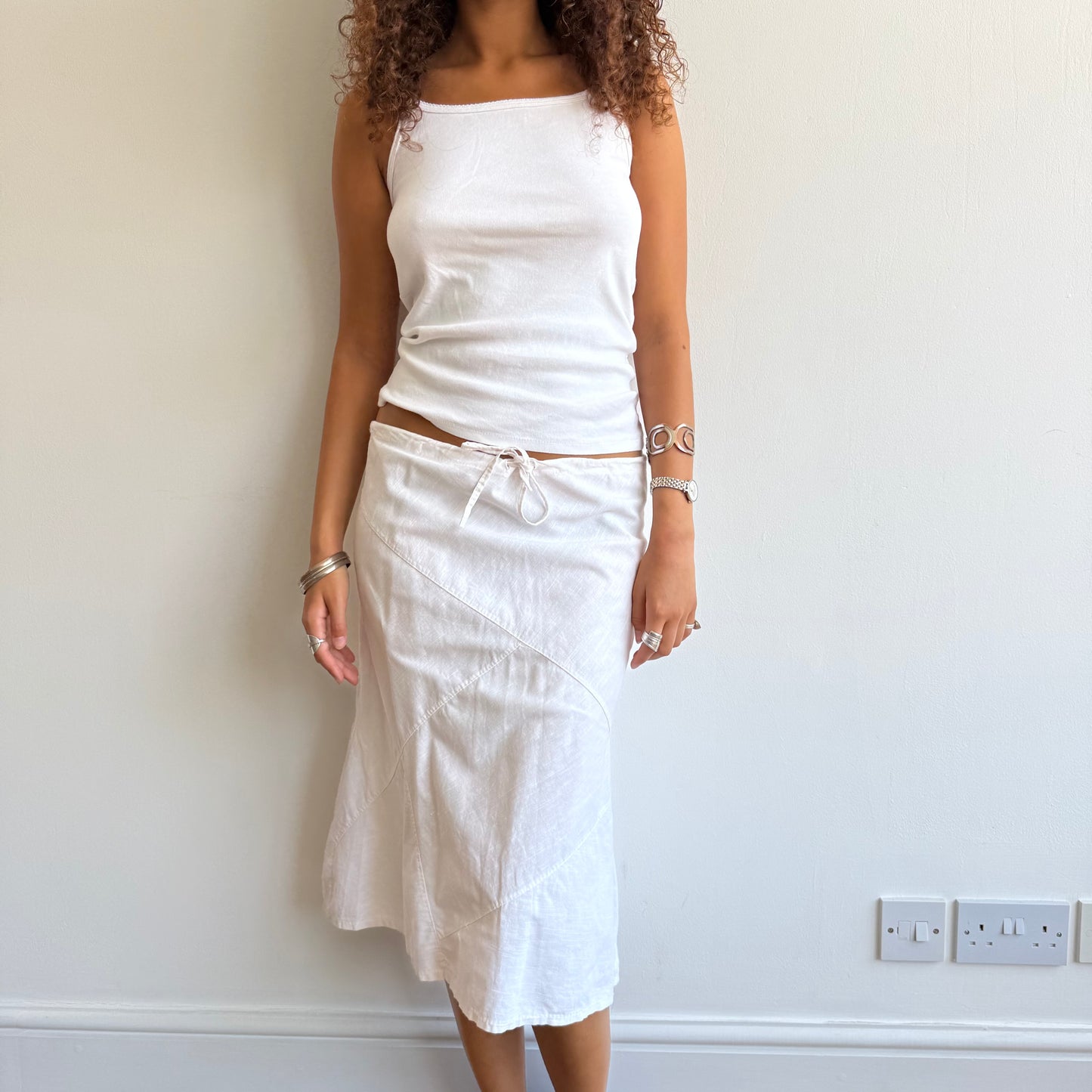 White linen midi skirt - Size S/M