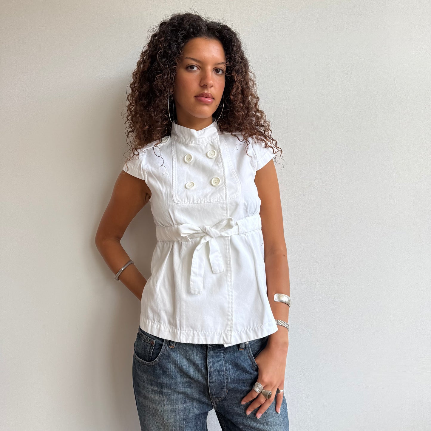 White short sleeve peacoat - Size M