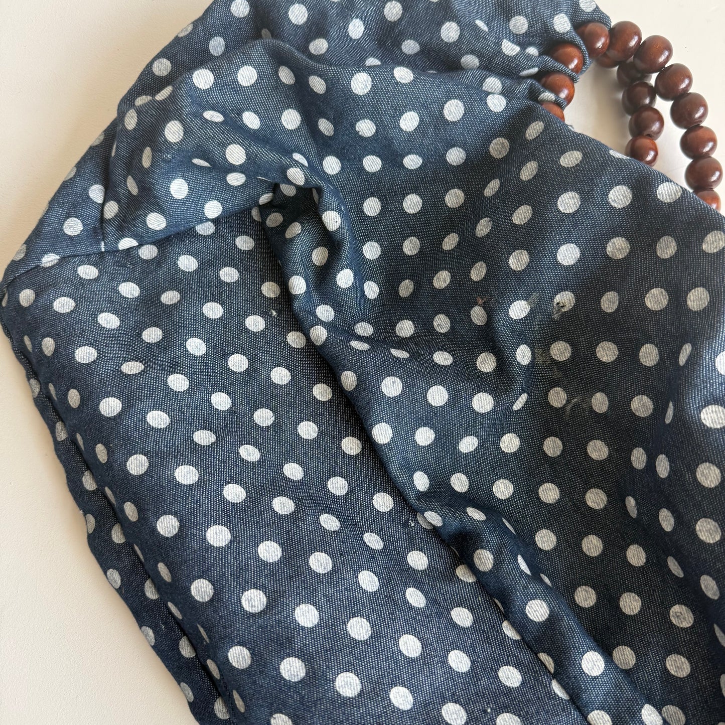 Blue polka dot beaded bag
