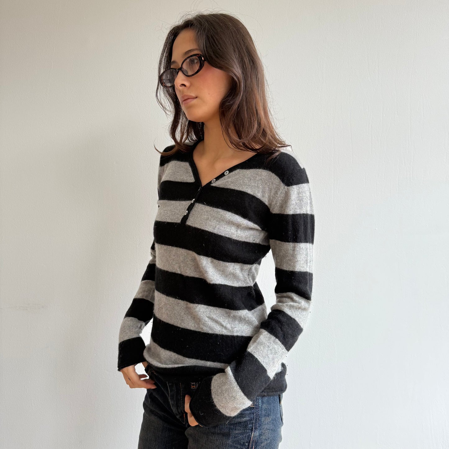 Black striped cashmere knit - Size S