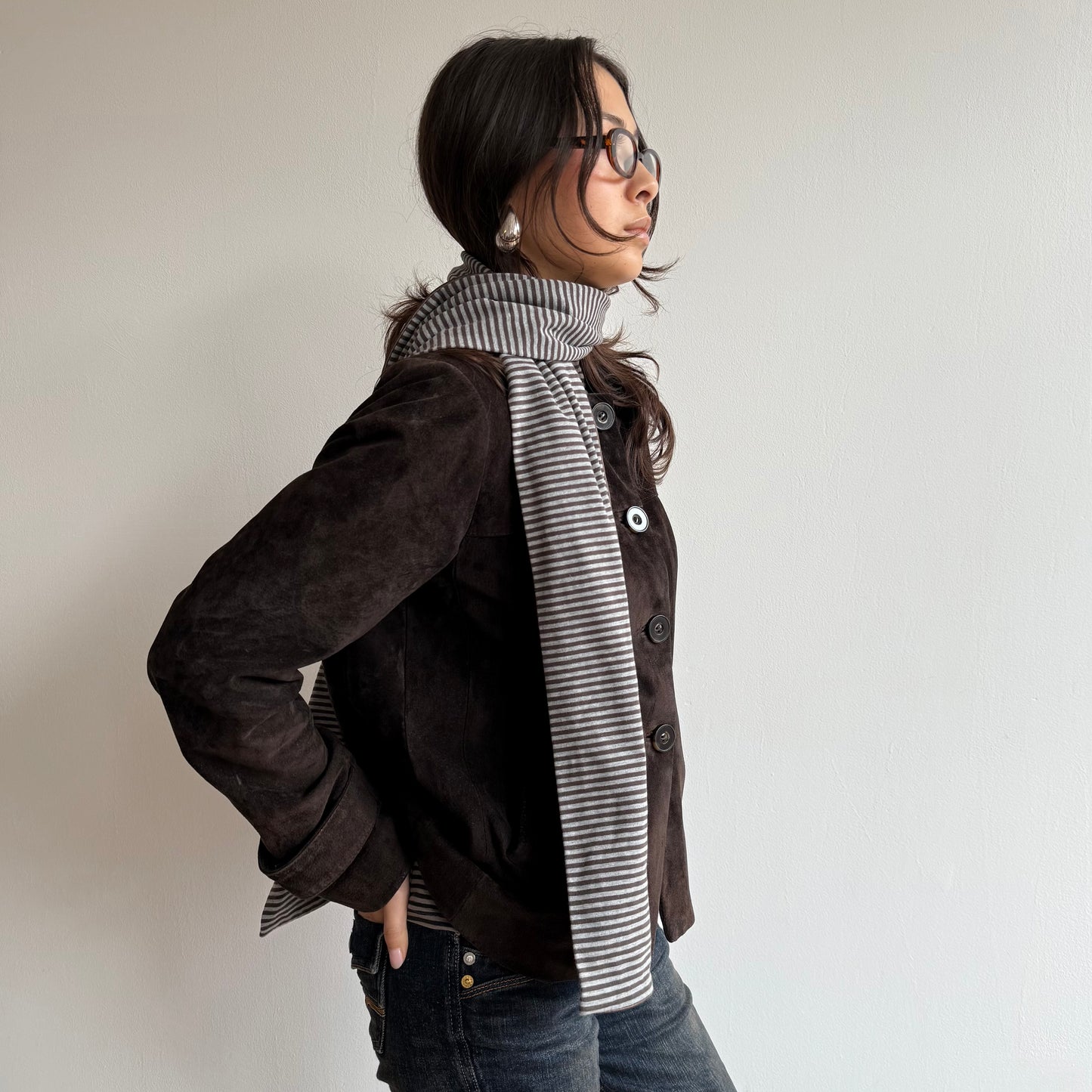 Brown striped scarf - OS