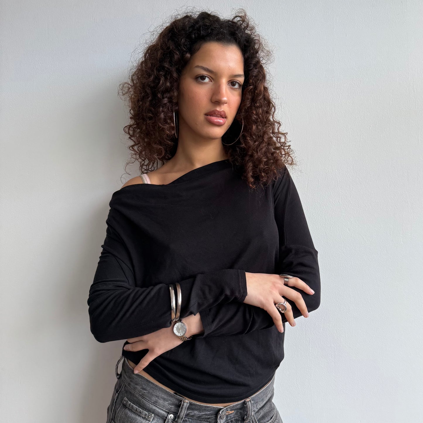 Black cowl neck top - Size S/M