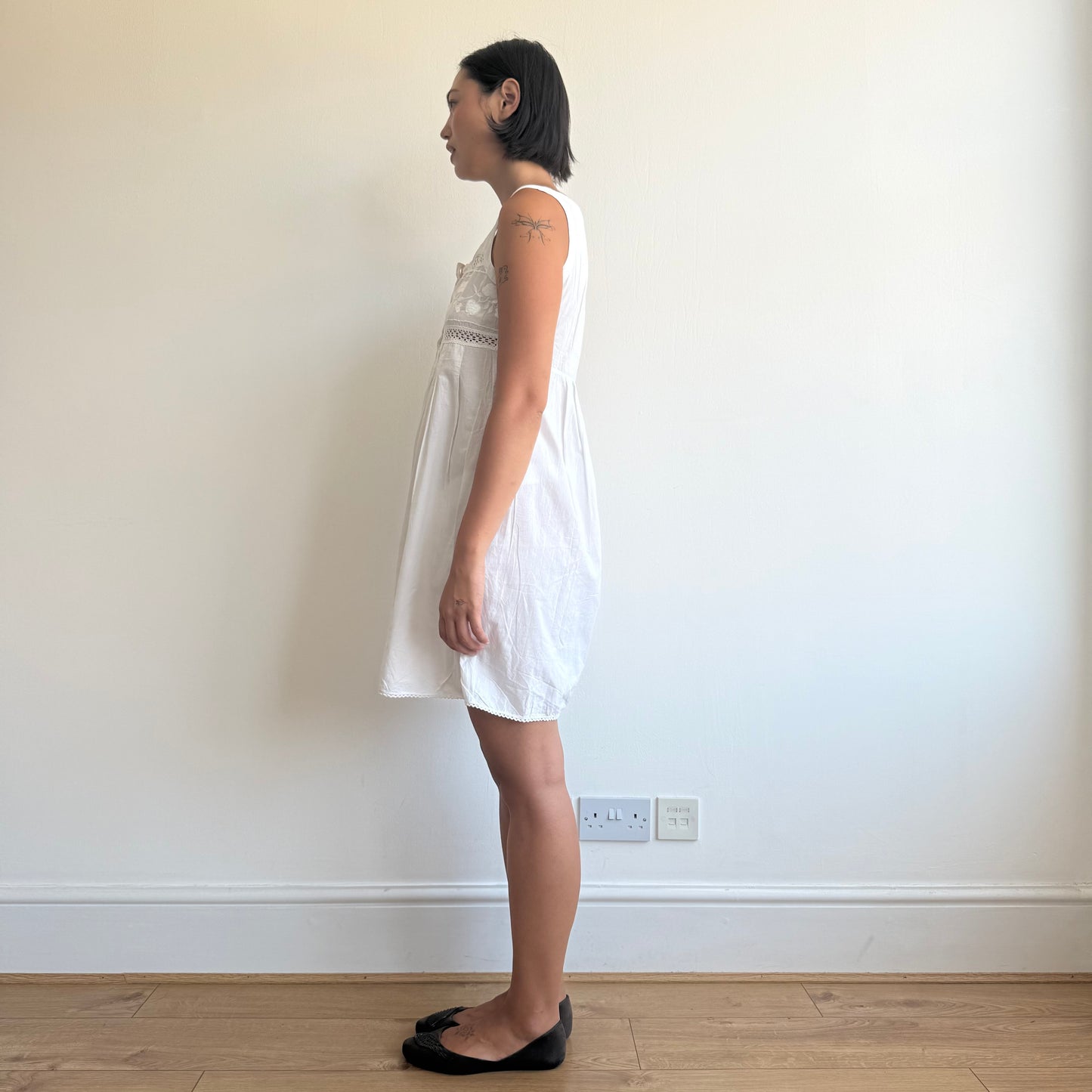 White embroidered milkmaid dress - Size S