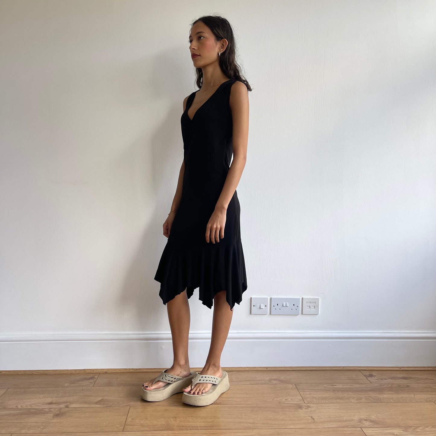 Black slinky wrap dress - Size M