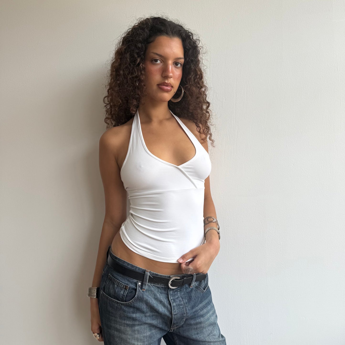 White wrap halter top - Size S