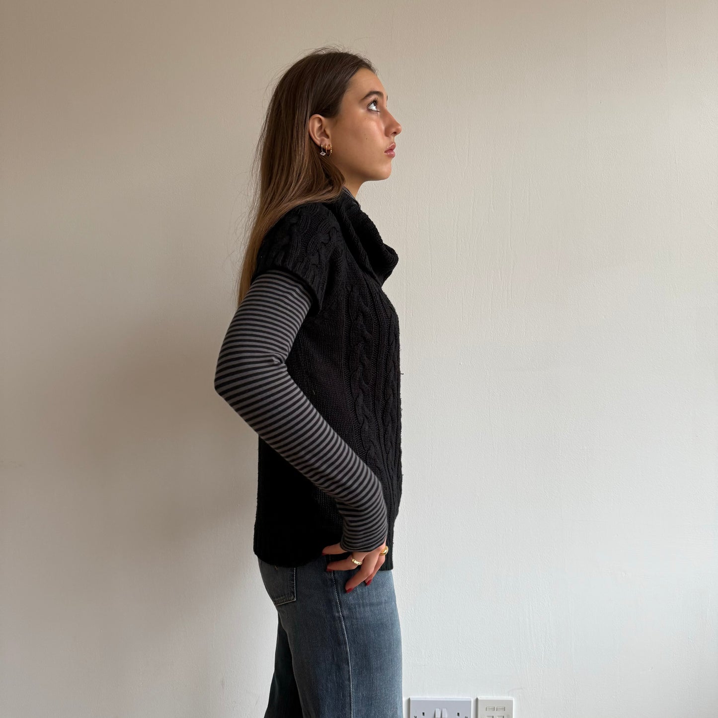 Chunky cable knit roll neck - Size M